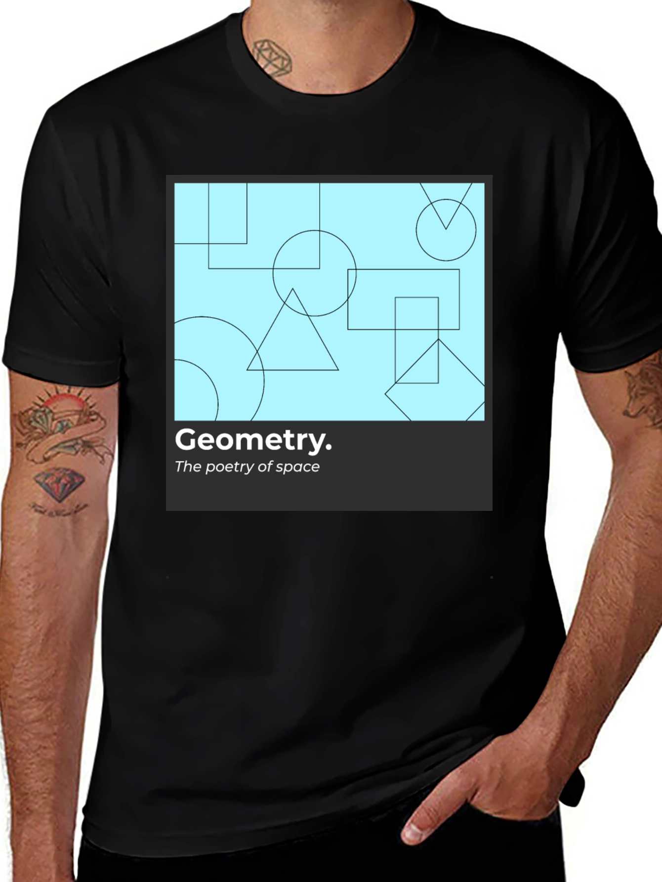 Variant 16 of Geometry Graphic Print Black T-Shirt