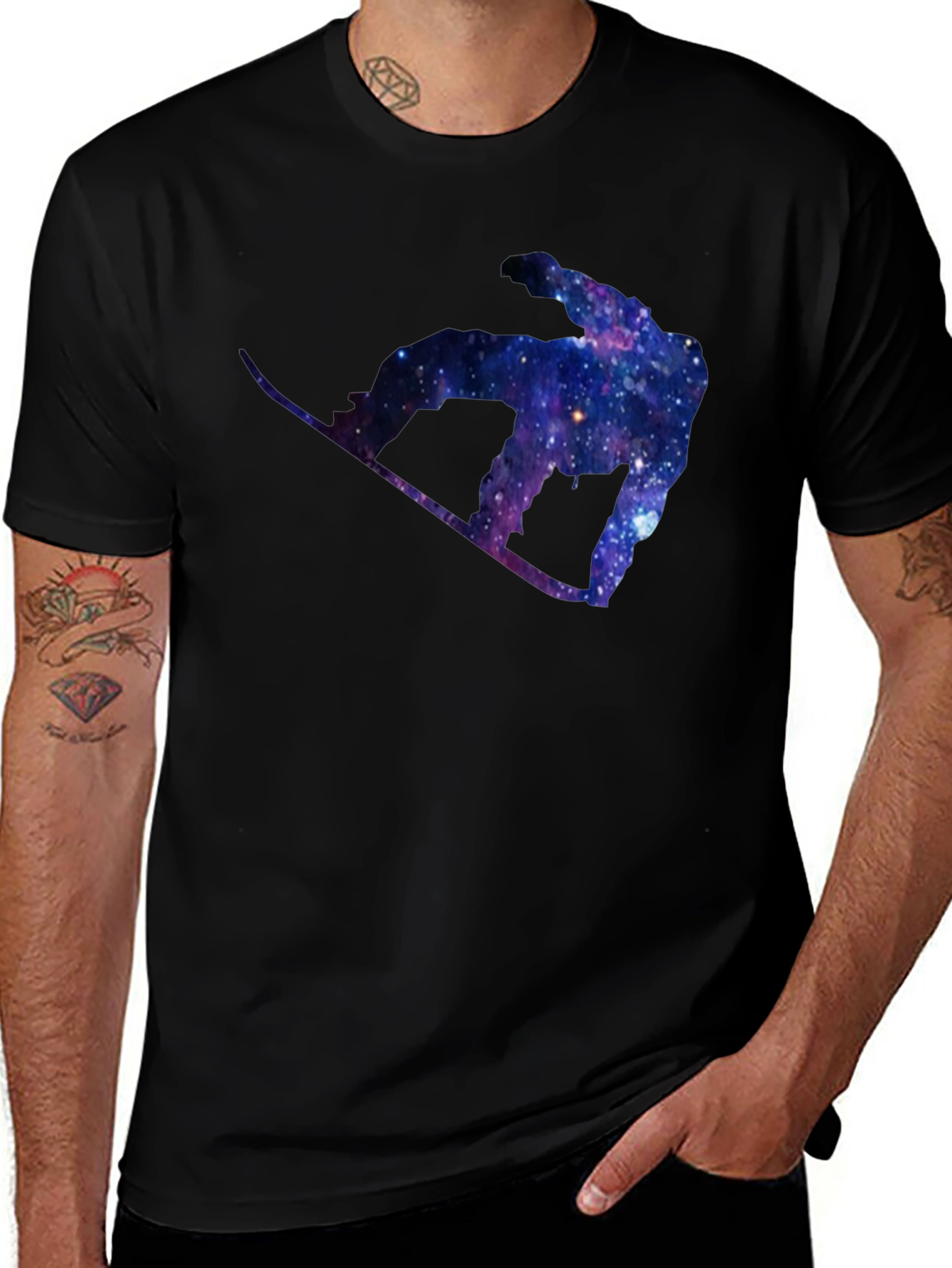 Variant 27 of Galaxy Snowboarder Black T-Shirt
