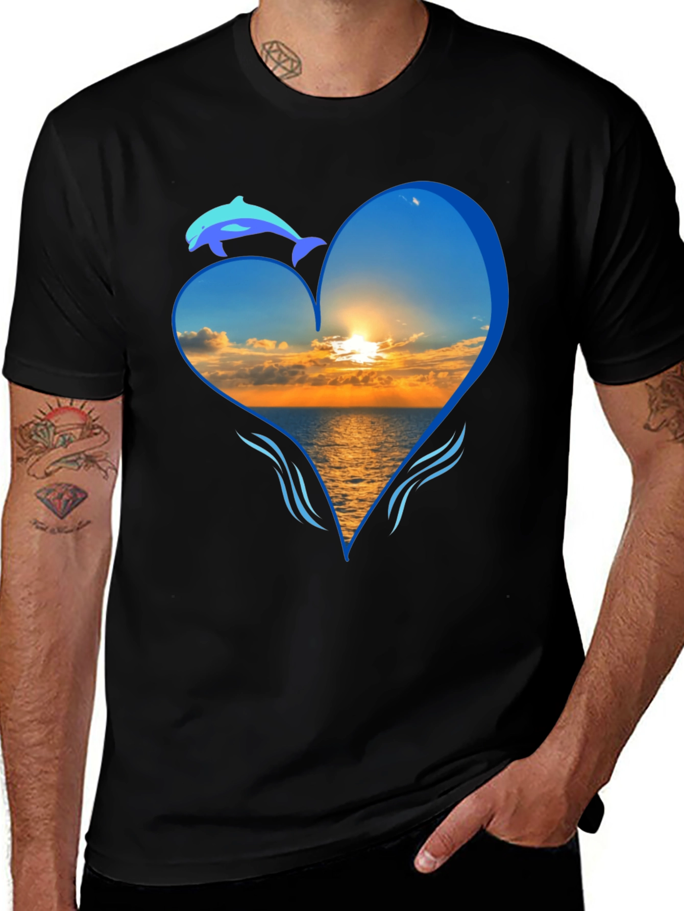 Variant 5 of Dolphin Heart Sunset T-Shirt