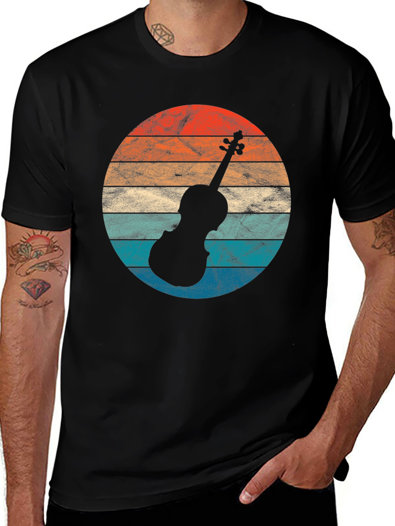 Variant 10 of Vintage Violin Sunset Graphic Tee