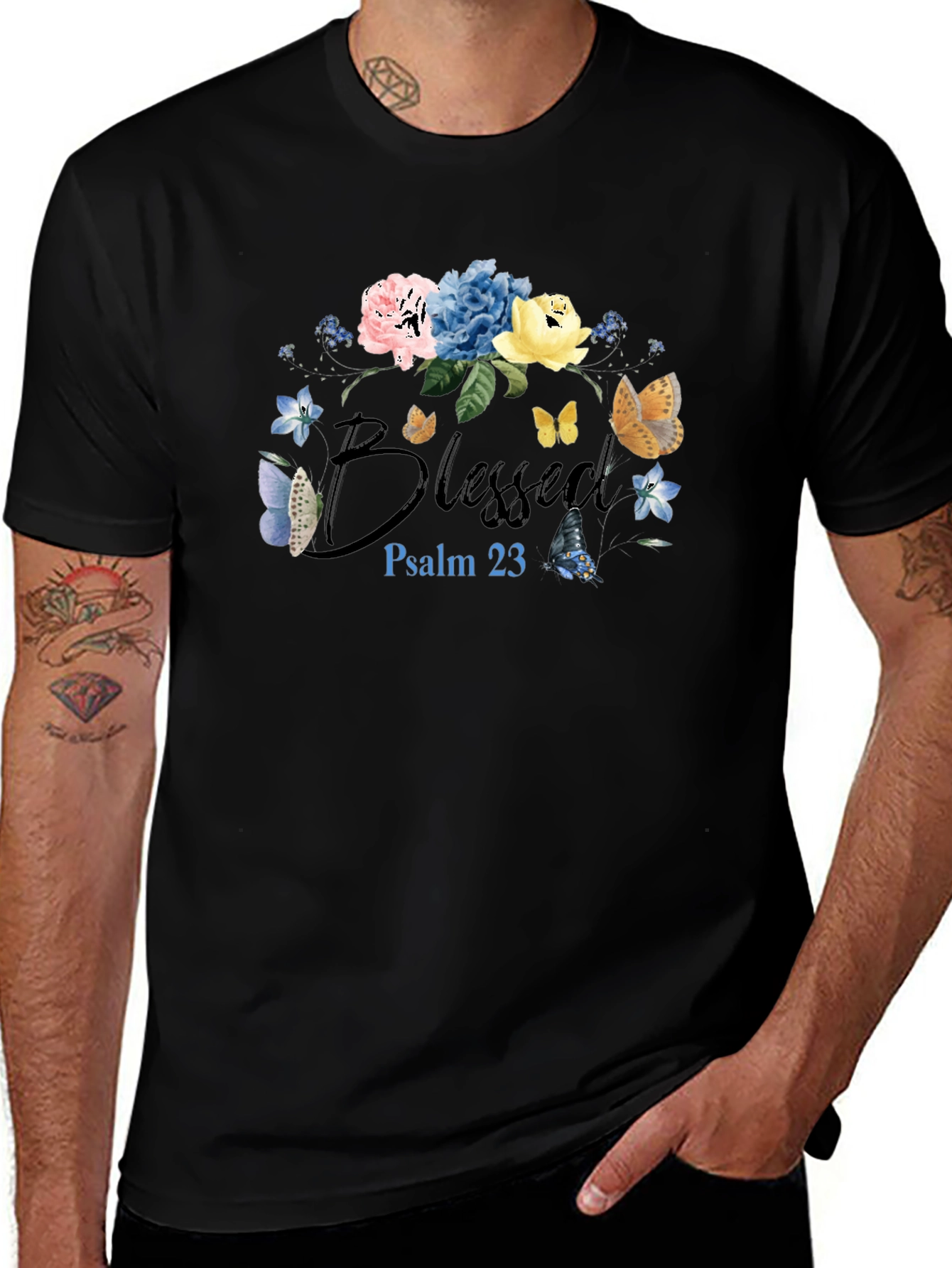 Variant 13 of Blessed Psalm 23 Floral T-Shirt