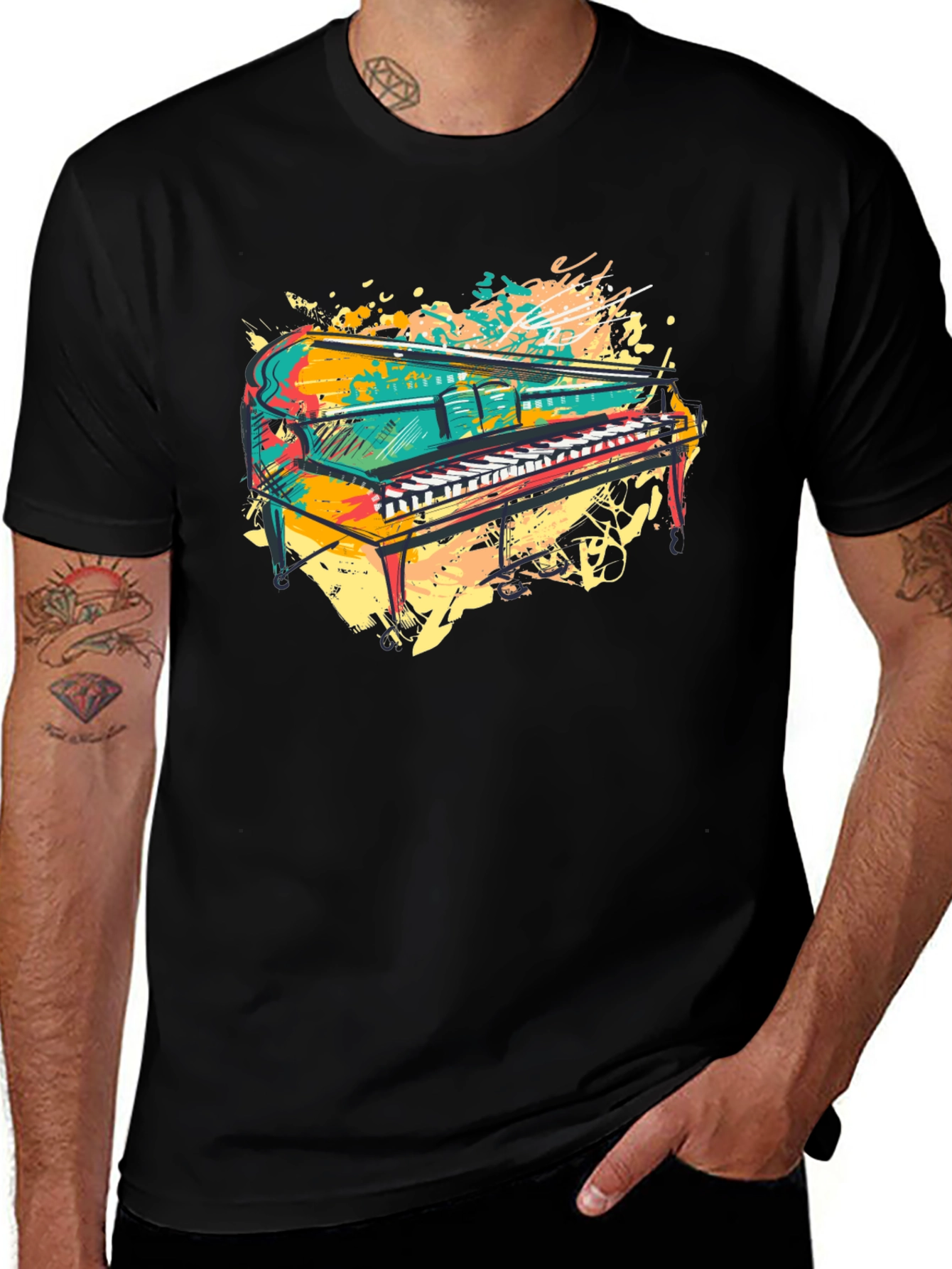 Variant 19 of Colorful Piano Graphic T-Shirt