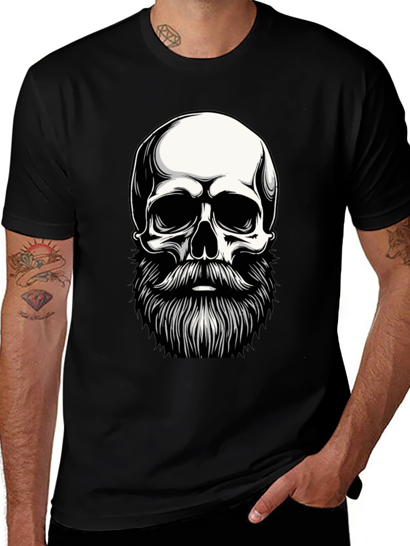 Variant 29 of Skull & Beard Graphic T-Shirt - Men's Black Tee