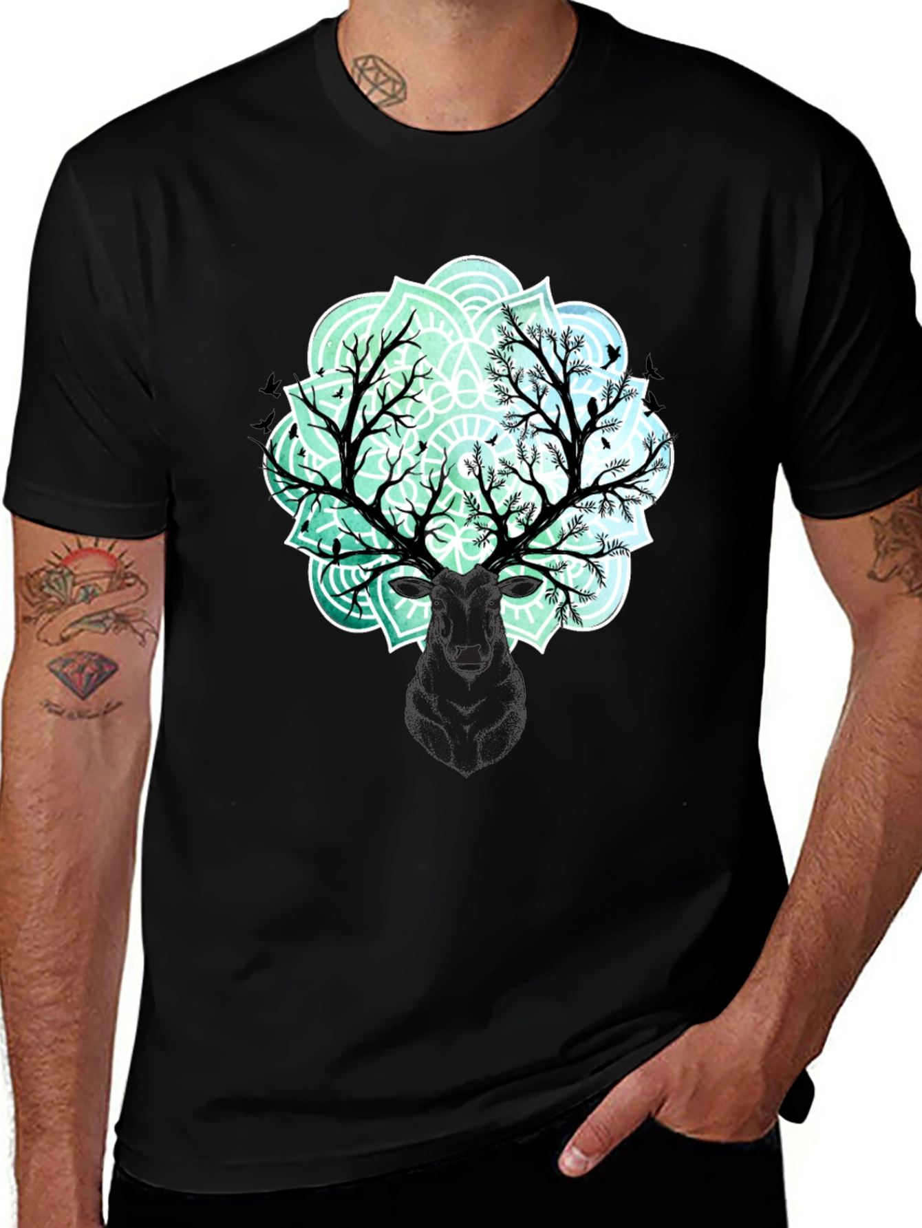 Variant 9 of Nature Mandala Deer Graphic T-Shirt