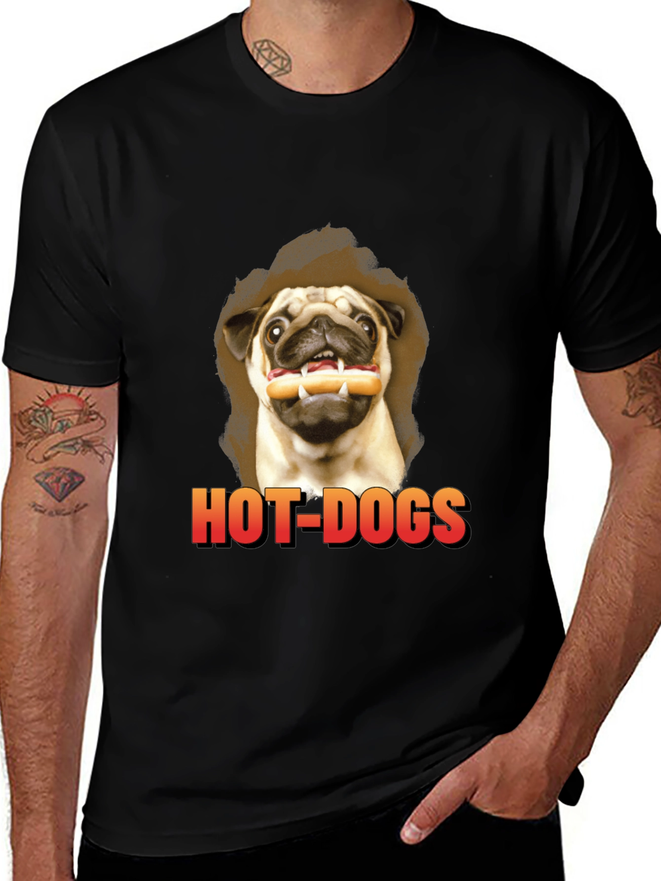 Variant 6 of Pug Hot Dogs T-Shirt - Funny Dog Graphic Tee