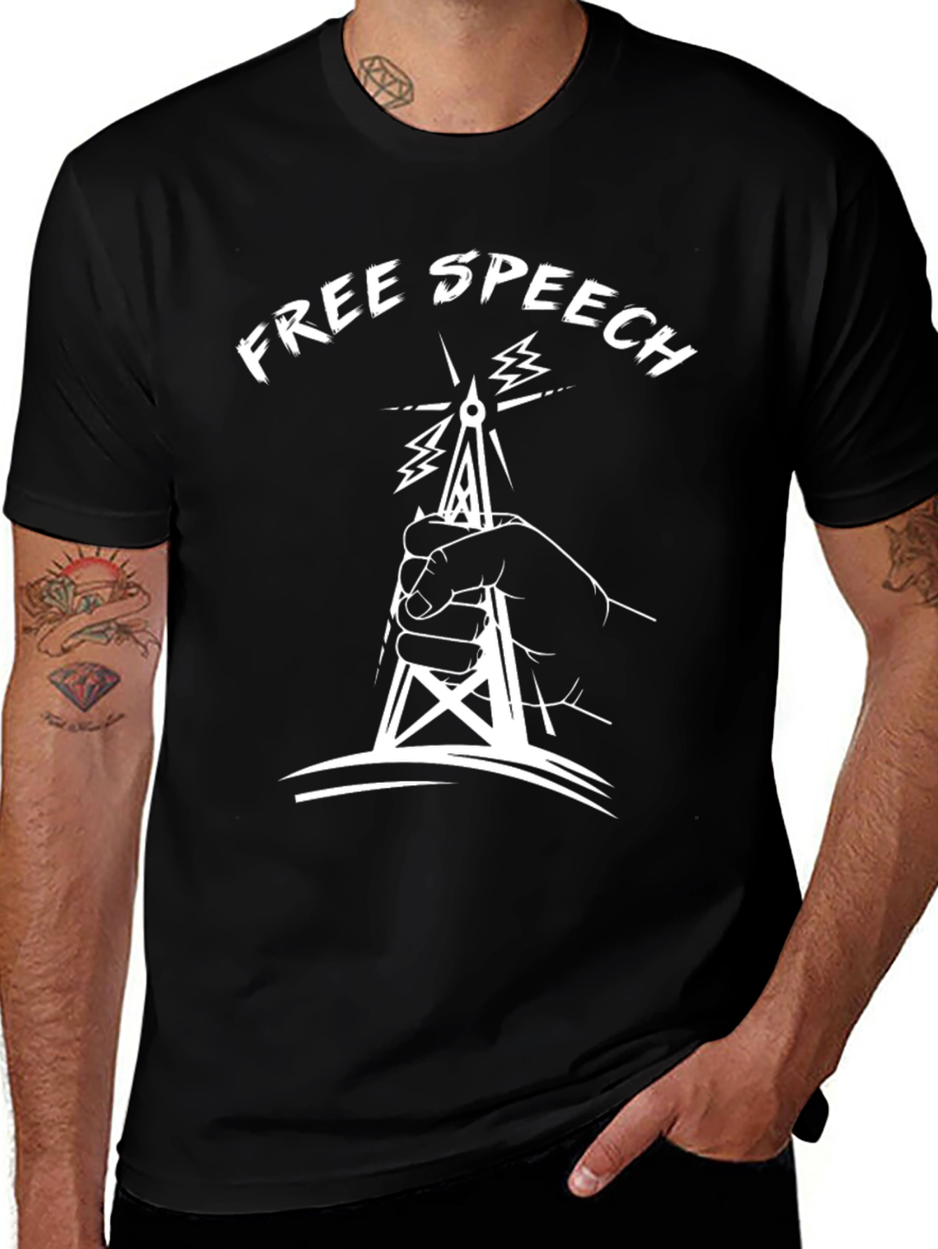 Free Speech T-Shirt - Tower & Hand Design