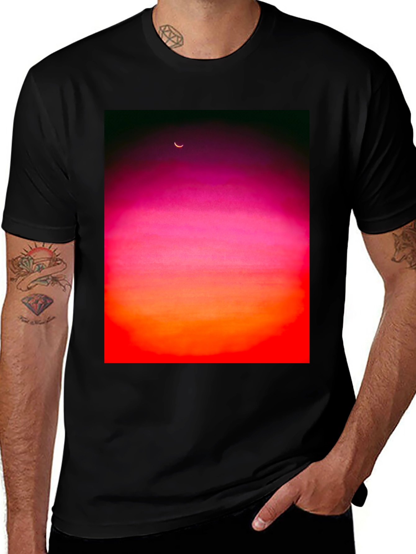 Variant 30 of Sunset Moon Graphic Tee - Black Unisex T-Shirt