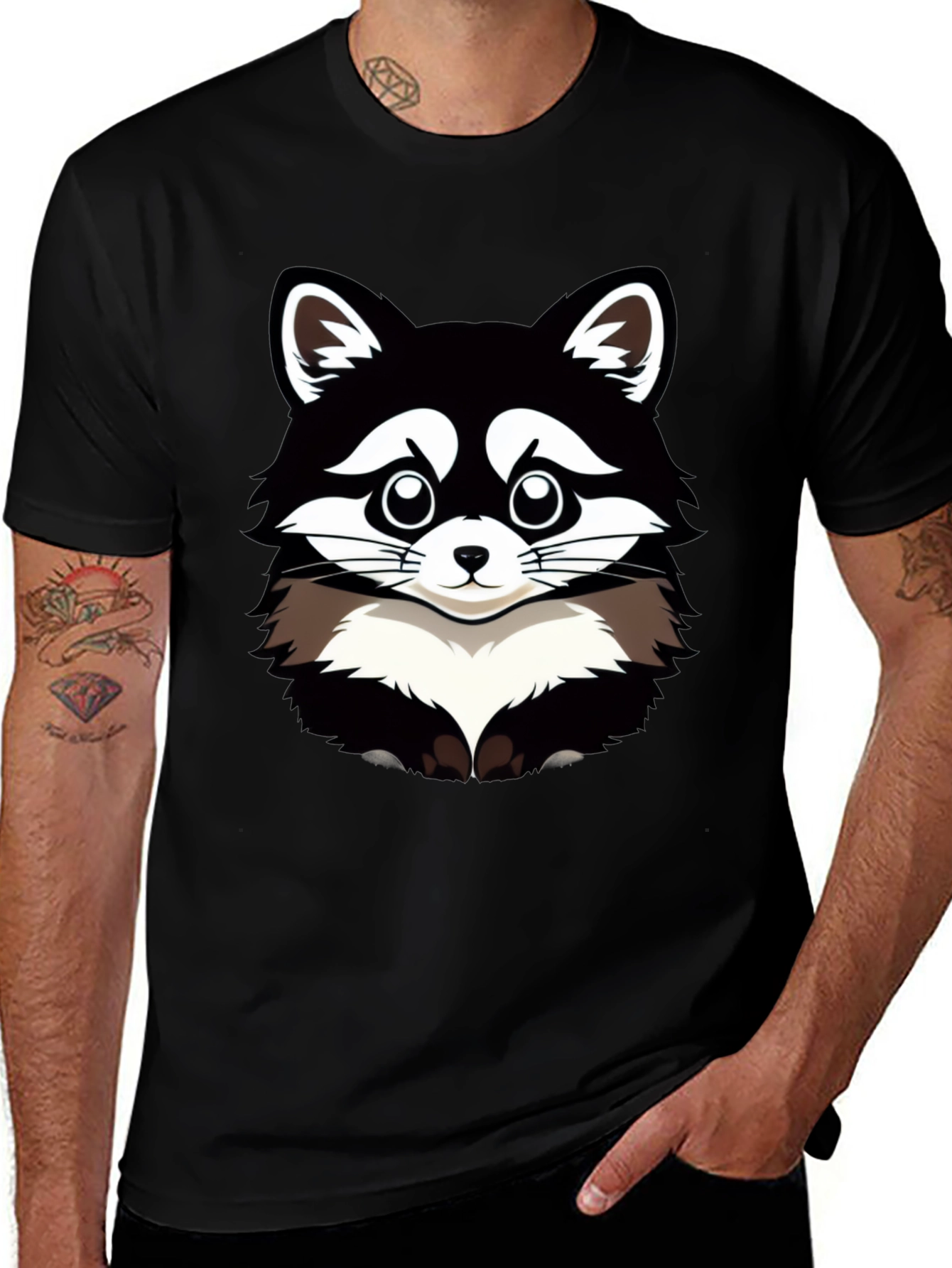 Black Raccoon Graphic T-Shirt - Men's Black Tee main image