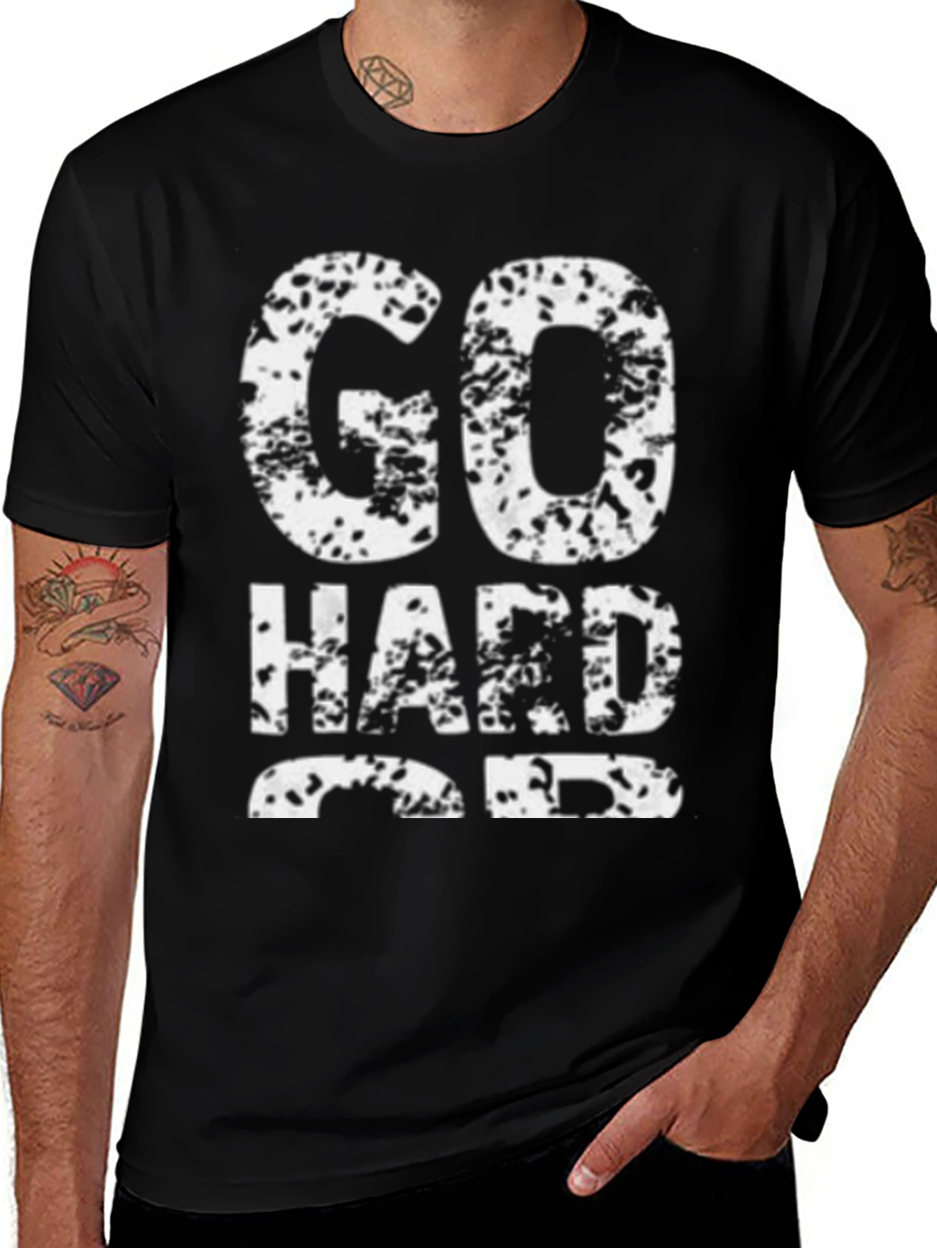 Variant 29 of Go Hard or Go Home Men's Black Graphic Tee