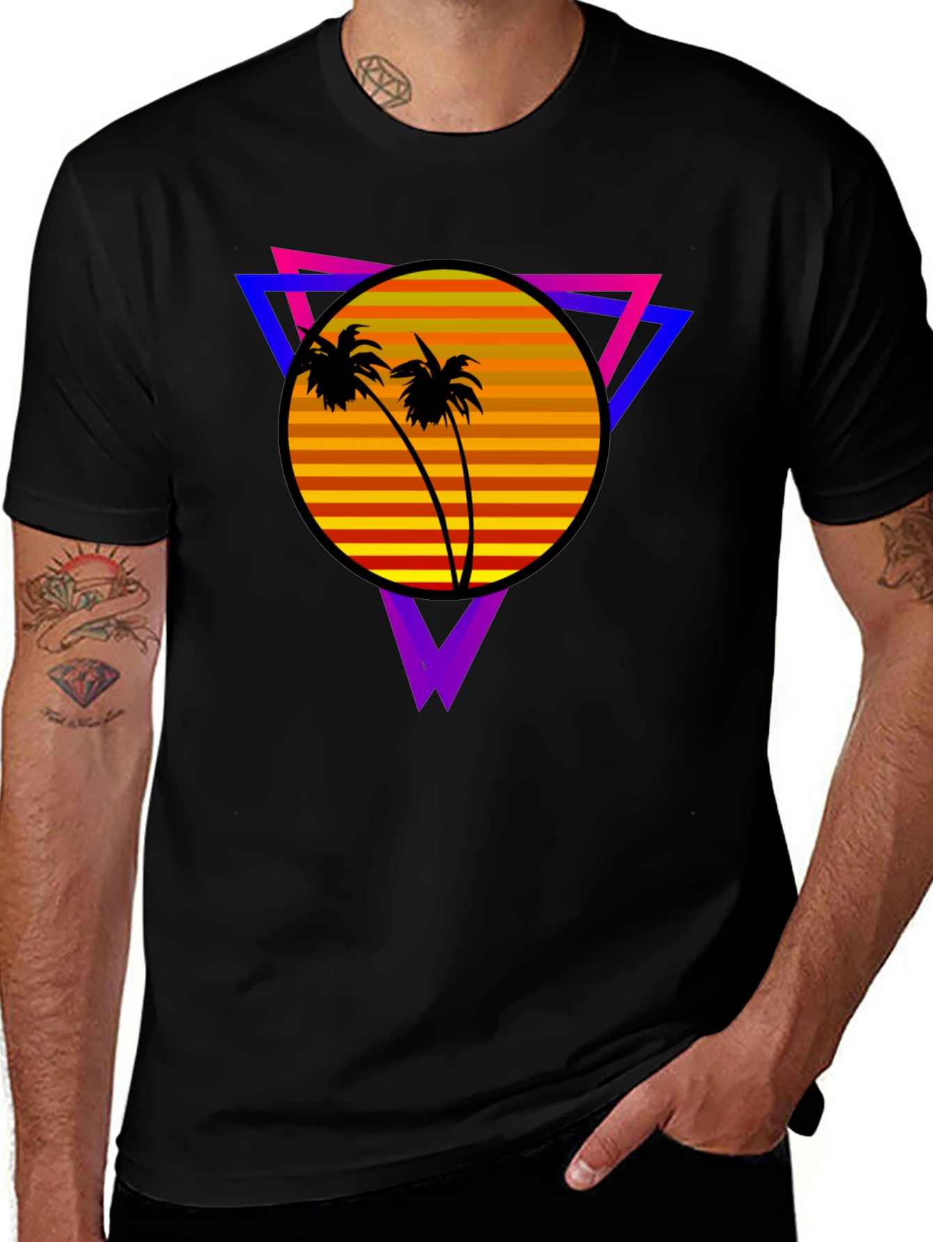 Variant 20 of Retro Sunset Palm Tree Graphic Tee