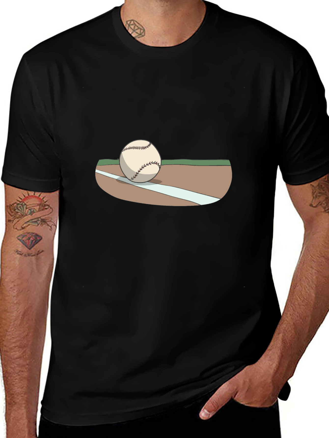 Variant 27 of Baseball Graphic T-Shirt - Black Cotton Tee