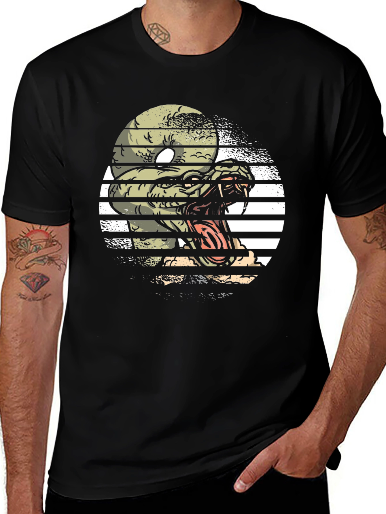 Variant 4 of Snake Graphic Tee - Men's Black Cotton T-Shirt