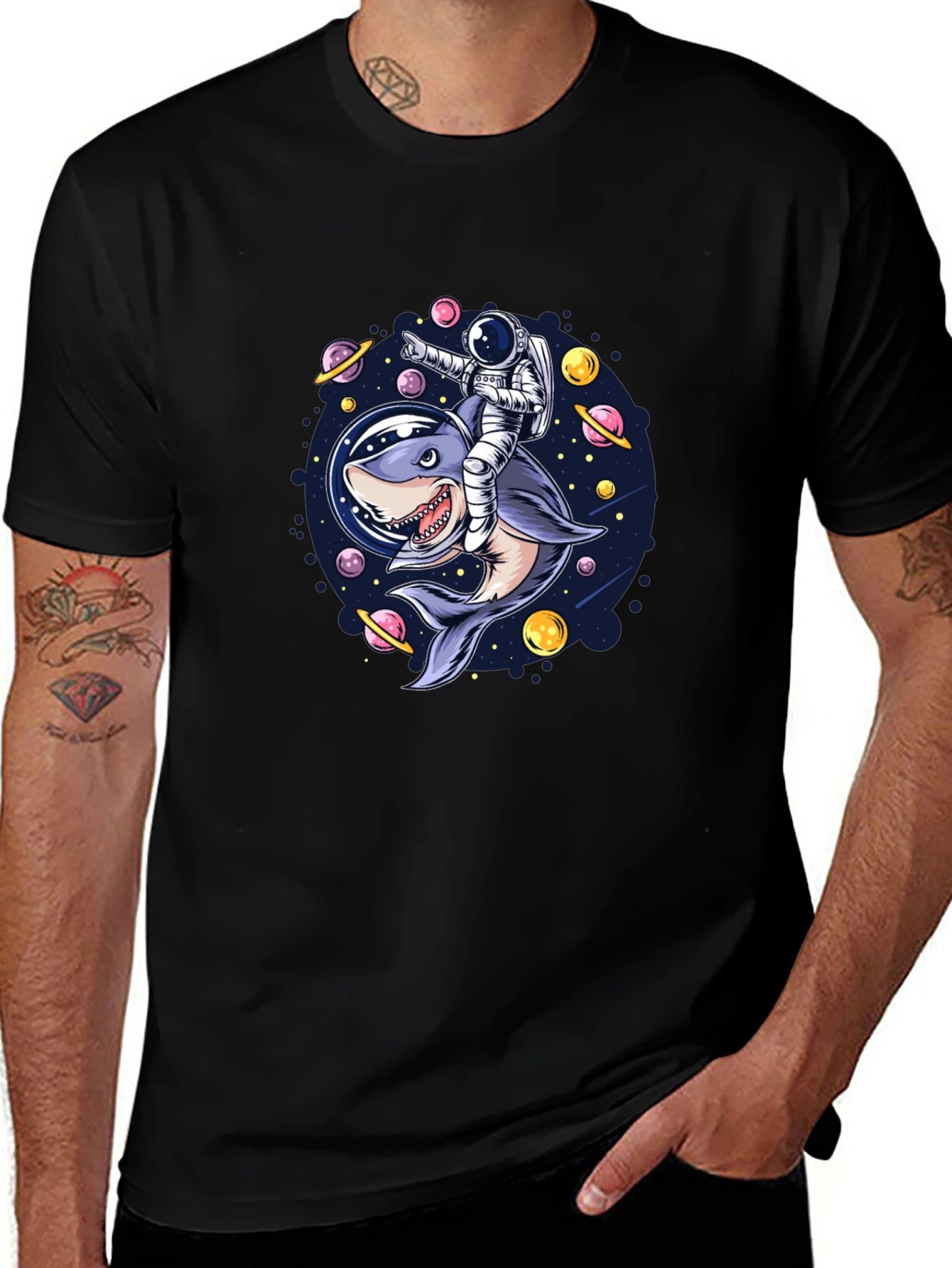 Variant 13 of Astronaut Shark Ride Graphic Tee