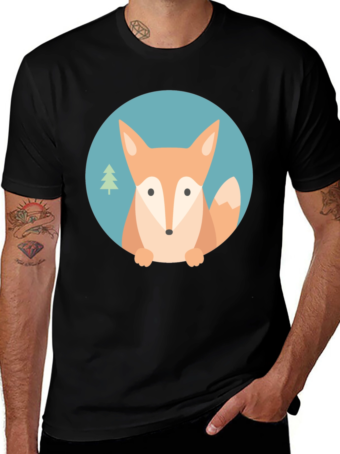 Variant 16 of Cute Fox Graphic T-Shirt - Unisex Black Tee