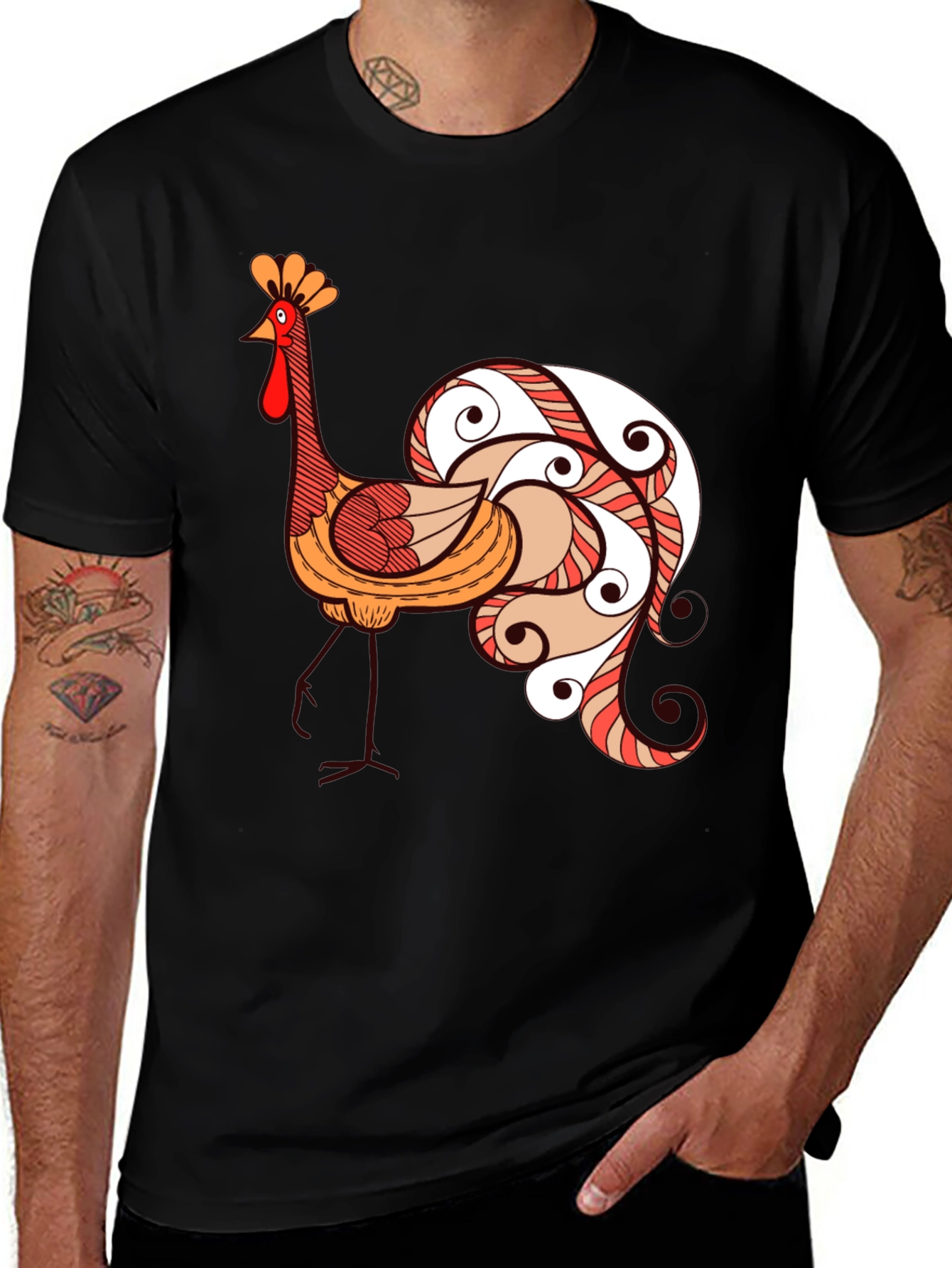 Variant 9 of Rooster Graphic Tee - Cool Bird Design