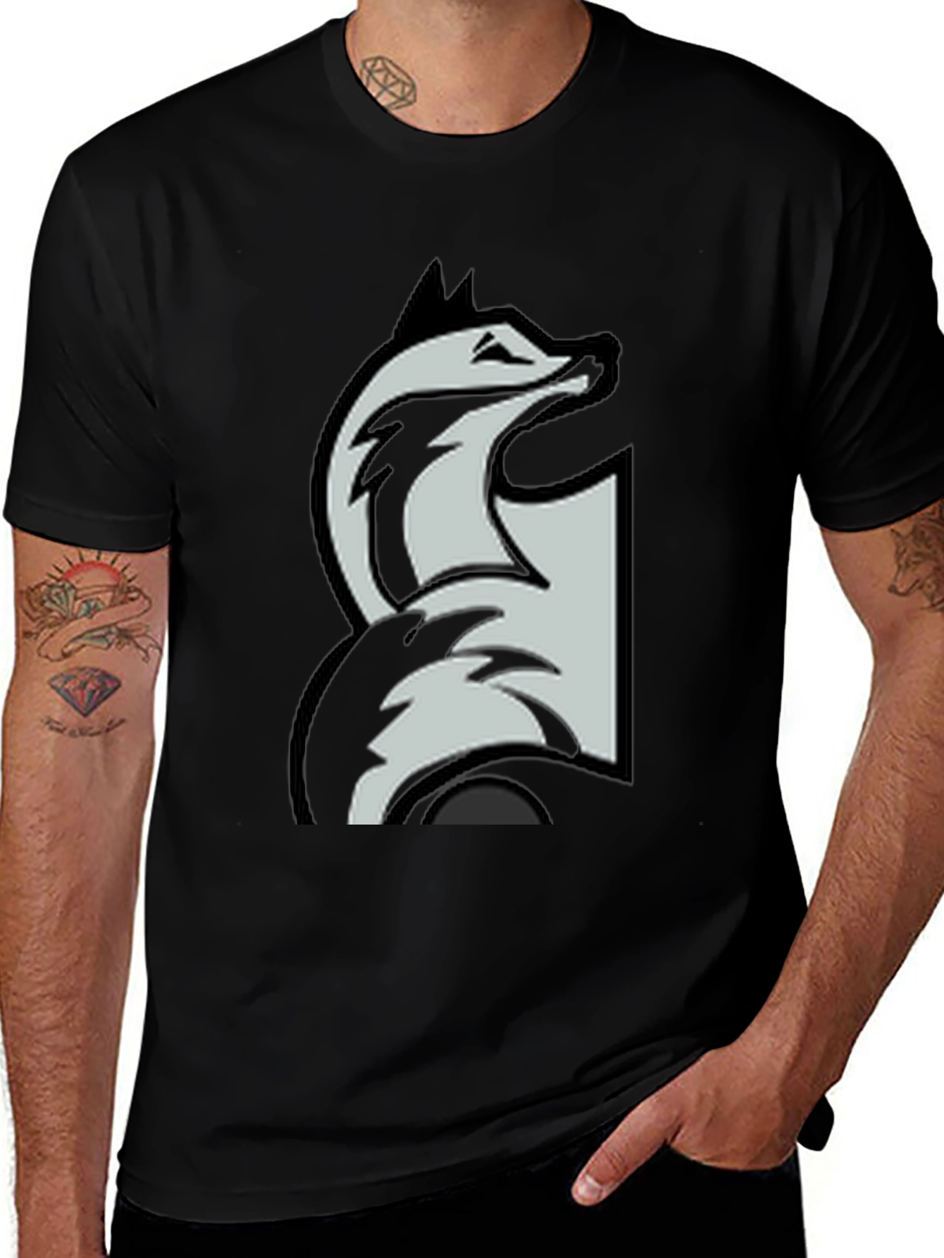 Variant 19 of Men's Black T-Shirt with Badger Graphic