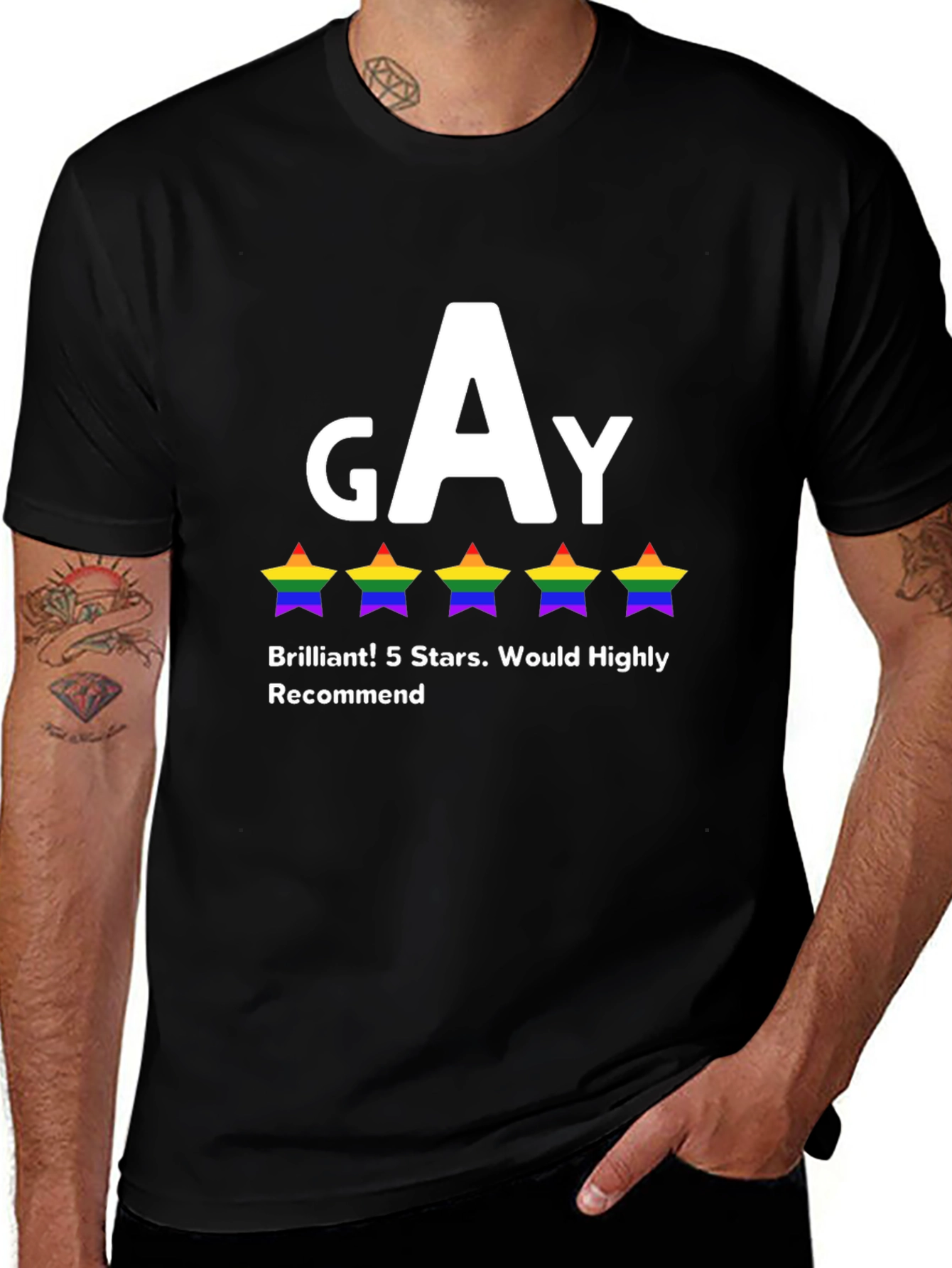 Variant 8 of Brilliant Gay 5 Stars Rainbow T-Shirt