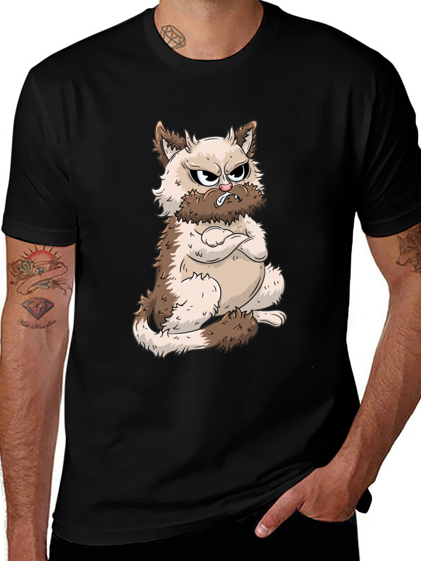 Variant 26 of Grumpy Cat Graphic Tee - Men's Black T-Shirt