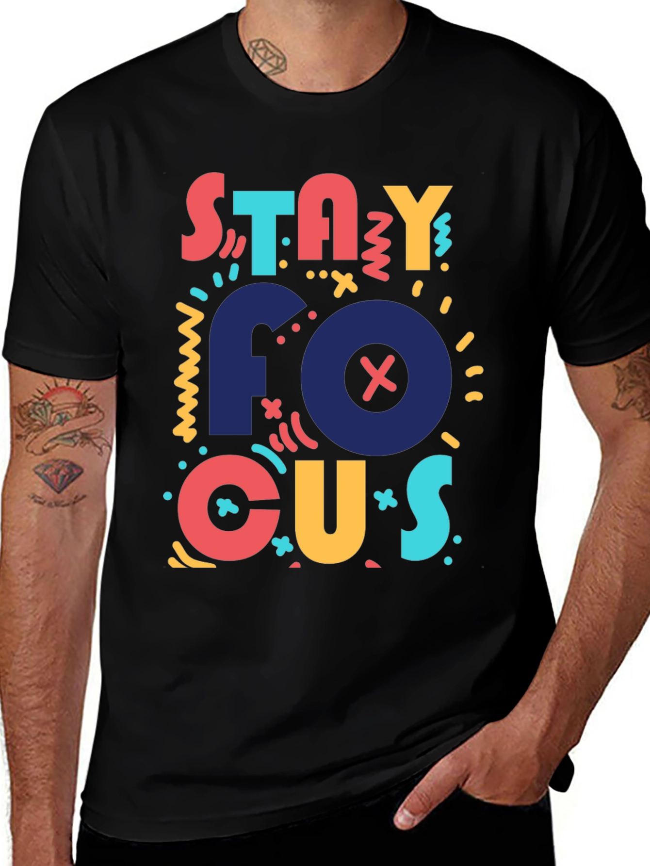Variant 16 of Stay Focused Graphic Tee - Black Casual T-Shirt