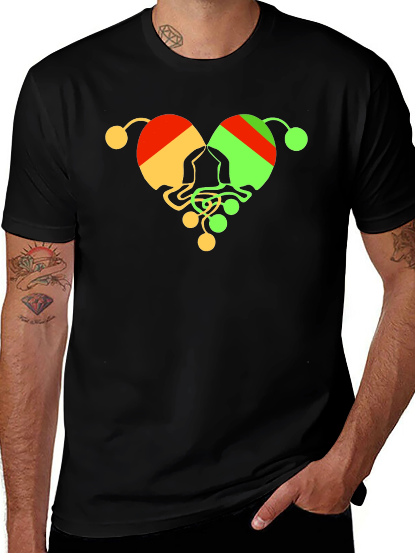 Variant 23 of Heart Jester Graphic Tee - Men's Black T-Shirt
