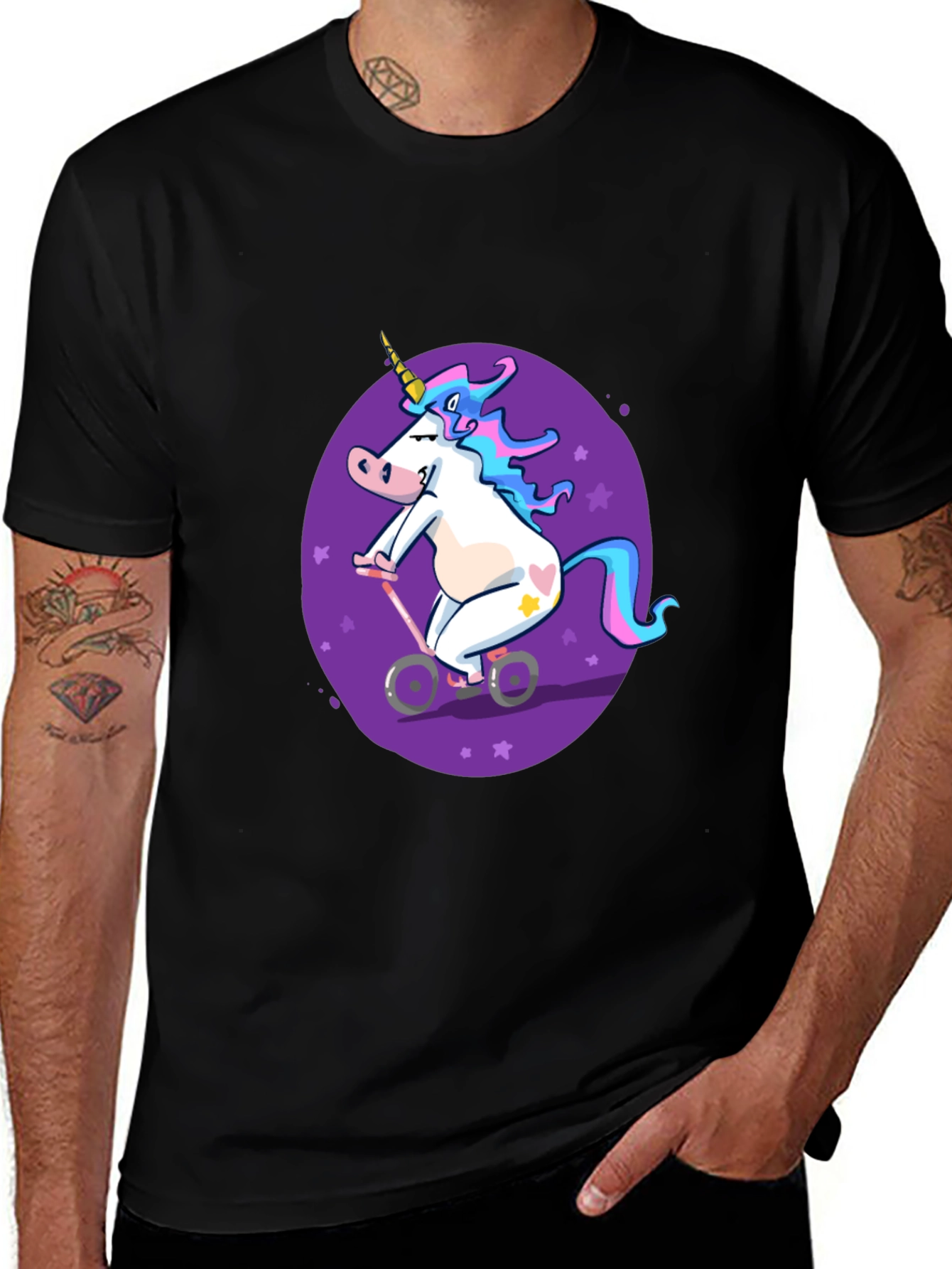 Variant 15 of Unicorn on Bike Graphic Tee - Stylish Black Shirt