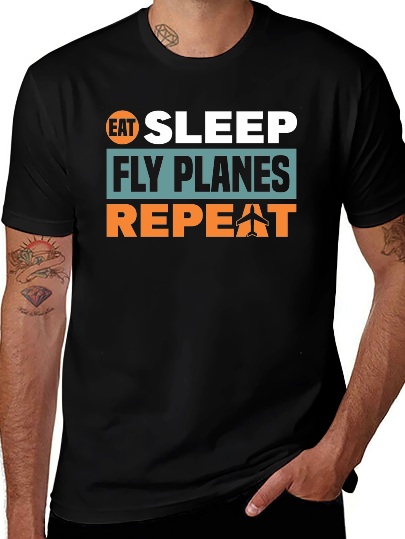 Variant 12 of Eat Sleep Fly Planes Repeat T-Shirt