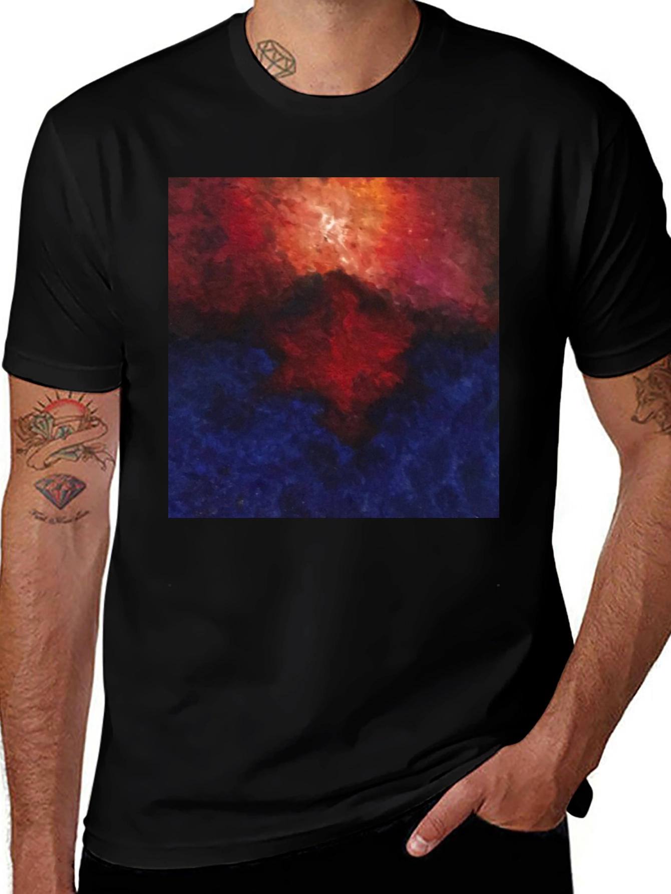 Variant 8 of Abstract Nebula Graphic Tee - Black Cotton Blend
