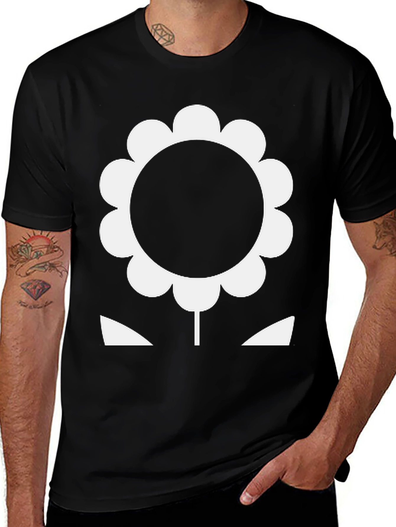 Variant 6 of Bold Flower Graphic Tee - Black