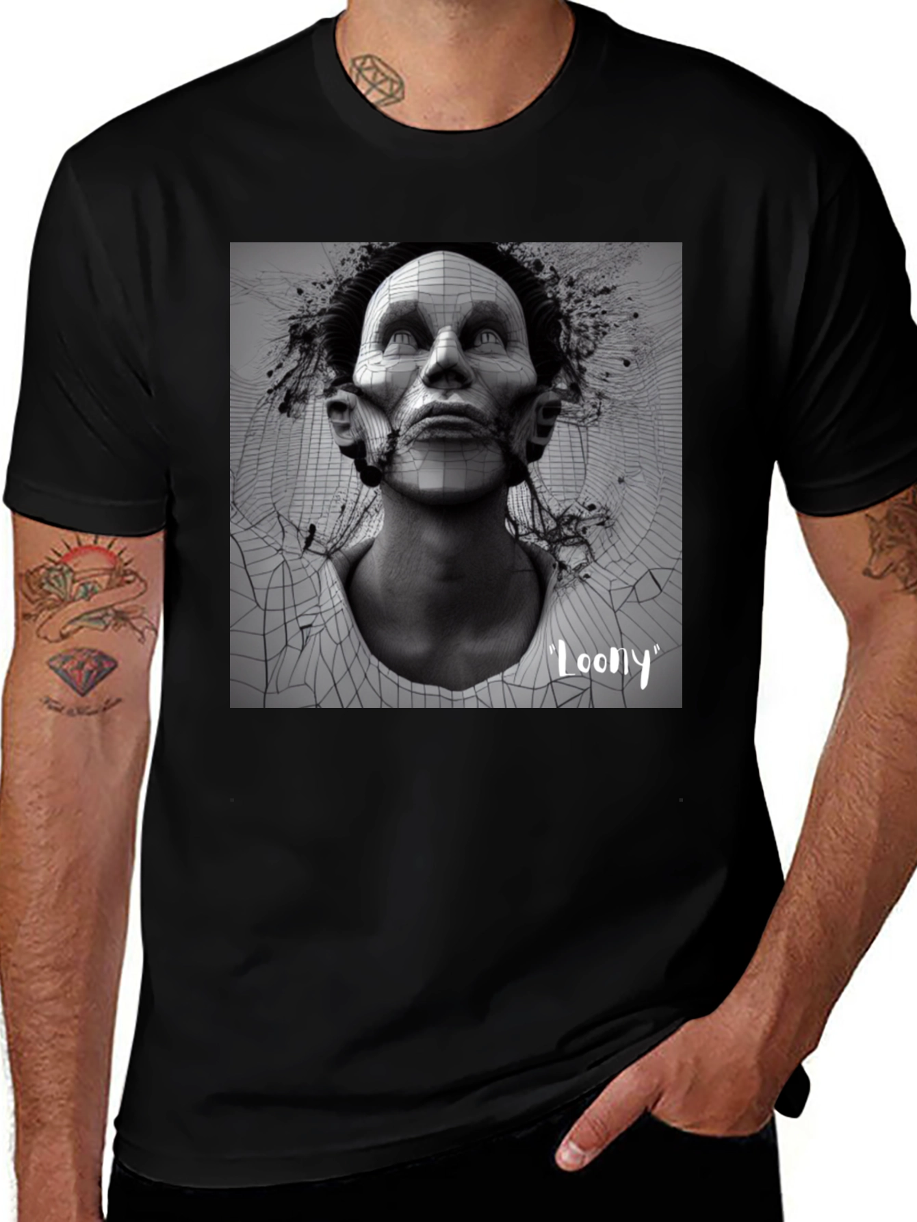 Variant 20 of Edgy 'Loony' Graphic Print Black T-Shirt