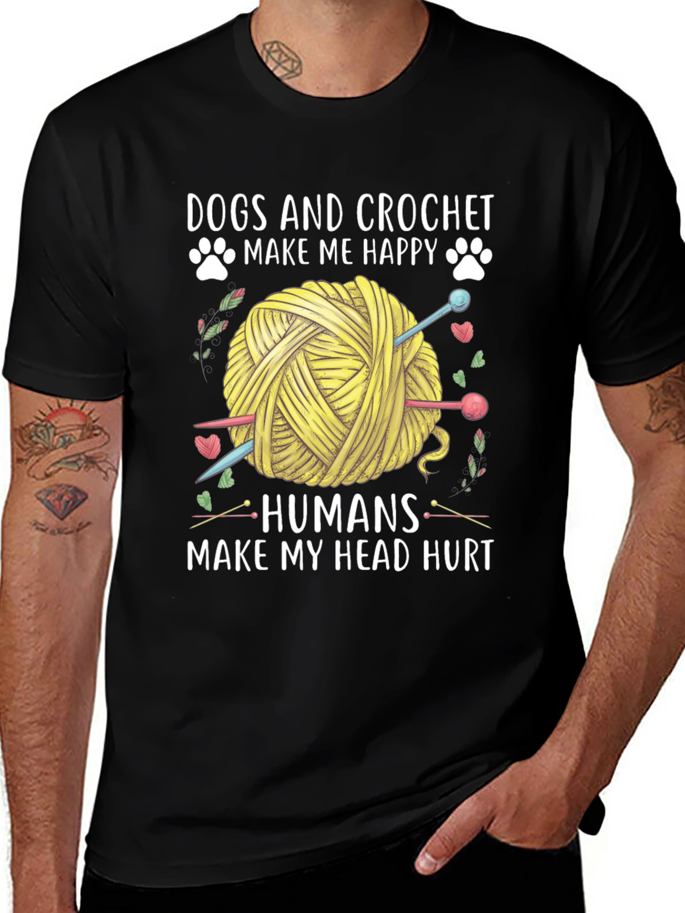 Variant 13 of Dogs & Crochet Make Me Happy T-Shirt