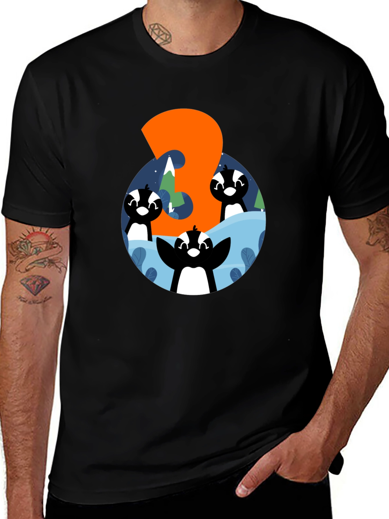 Penguin Number 3 Birthday T-Shirt