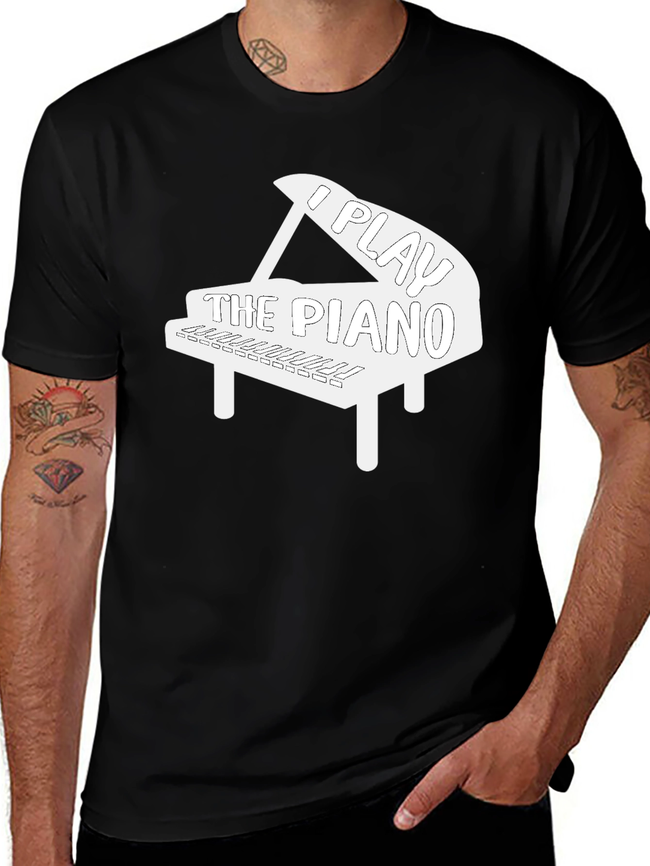 Variant 10 of I Play The Piano Graphic Tee - Music Lover T-Shirt