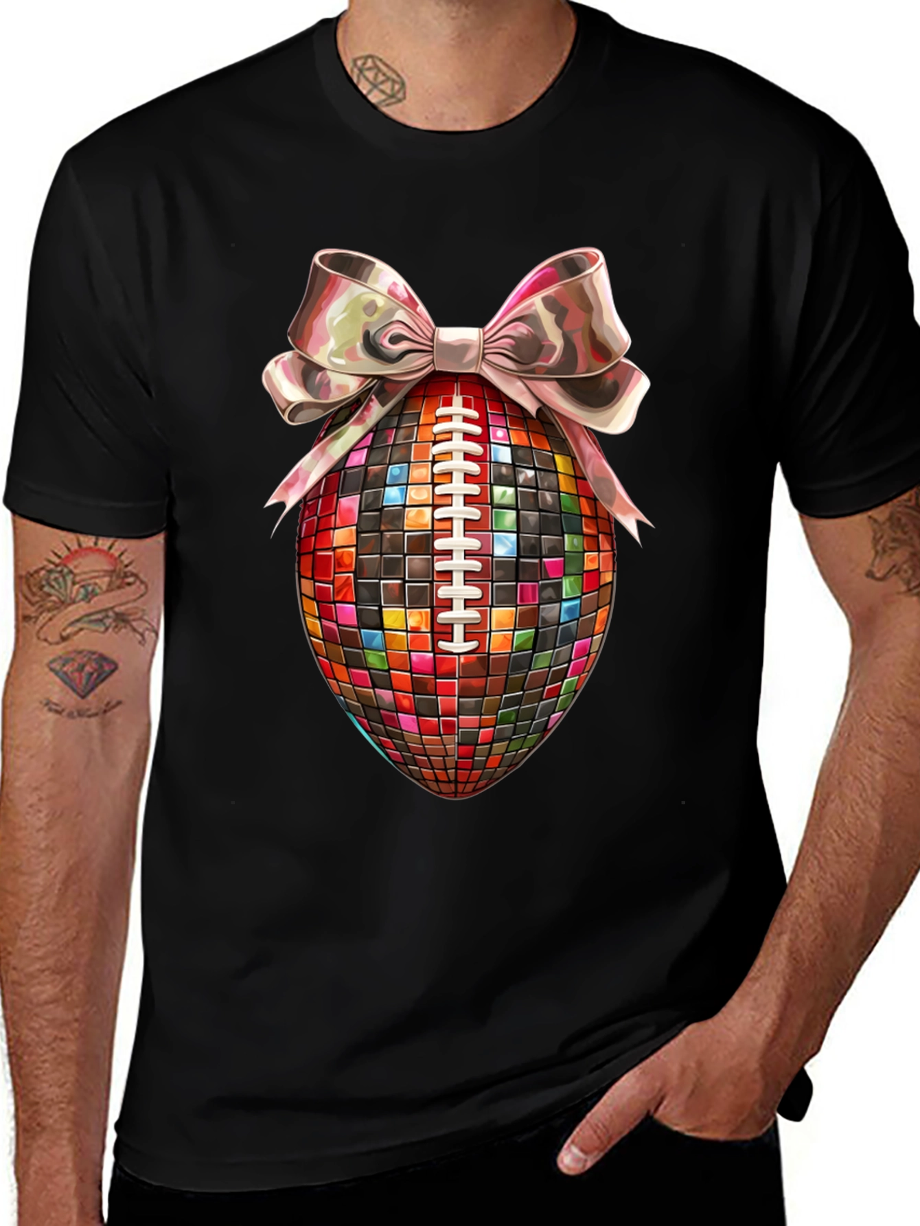Variant 10 of Disco Ball Football Bow T-Shirt