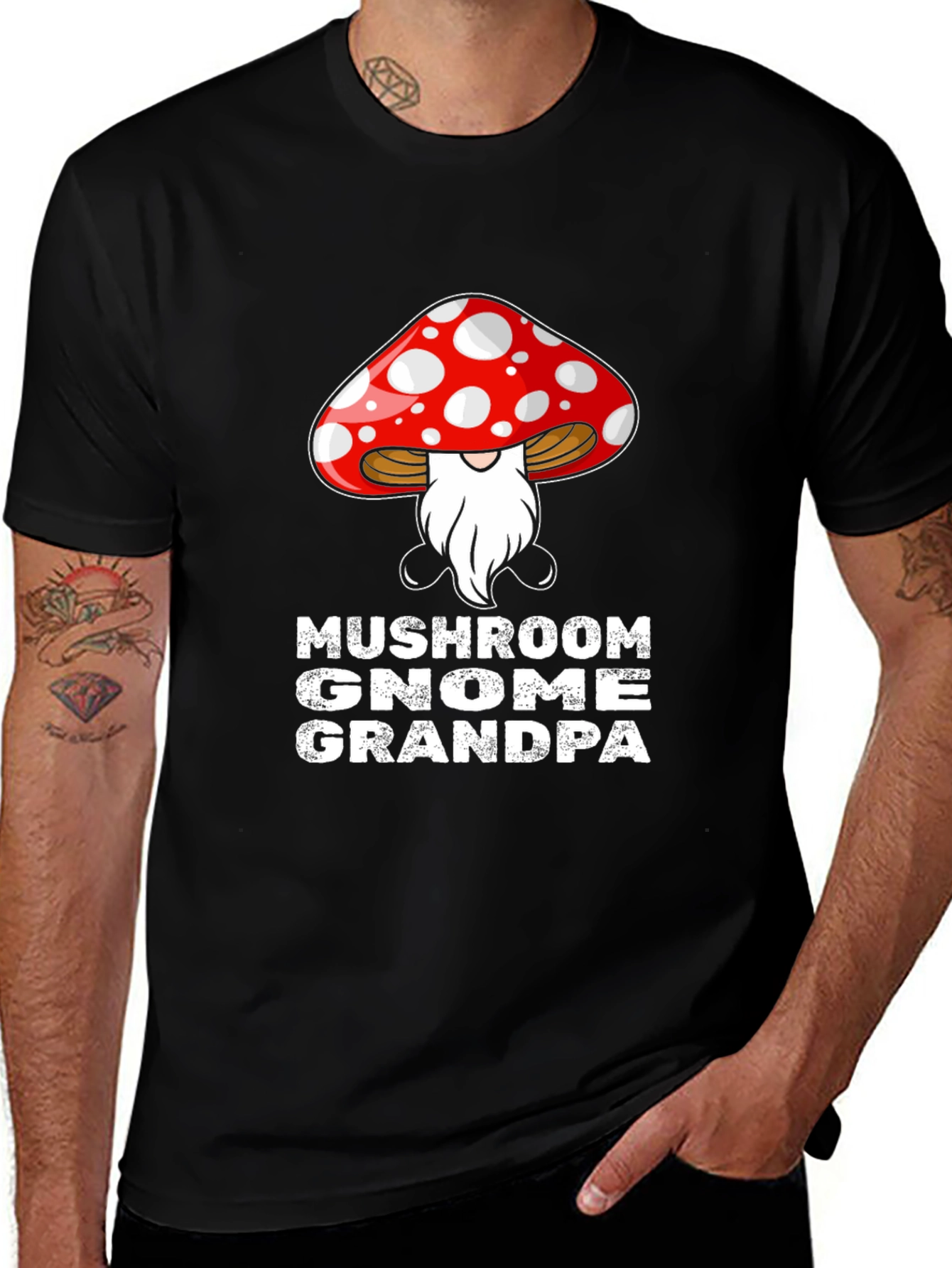 Variant 4 of Mushroom Gnome Grandpa Graphic Tee