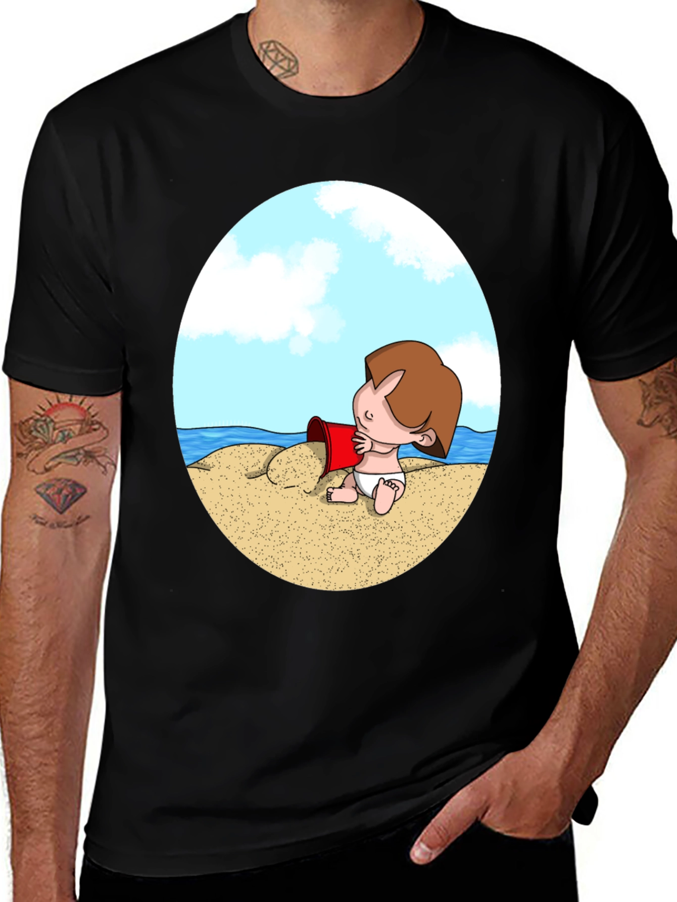 Variant 23 of Beach Baby Graphic T-Shirt - Black