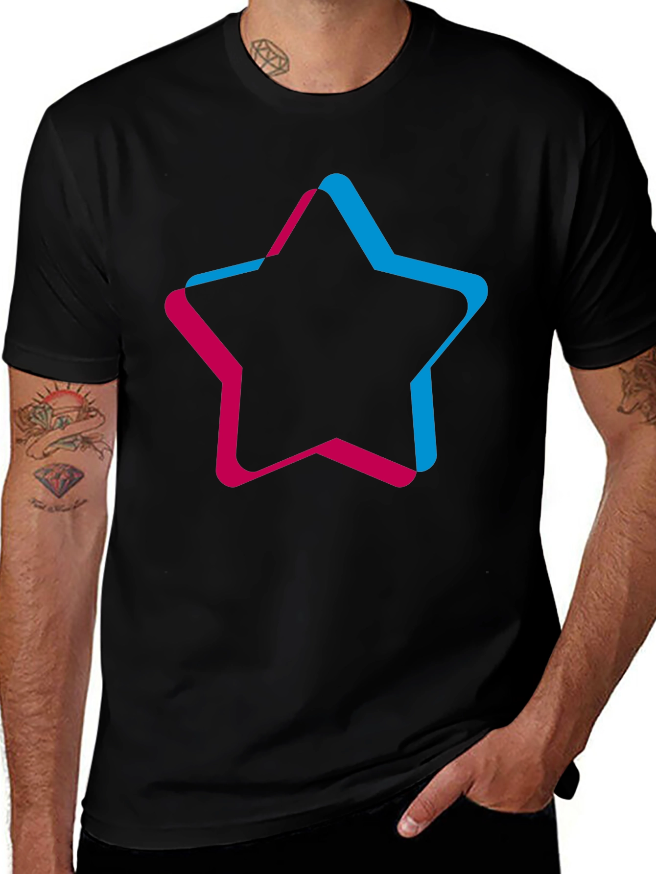 Trendy Star Graphic Black T-Shirt