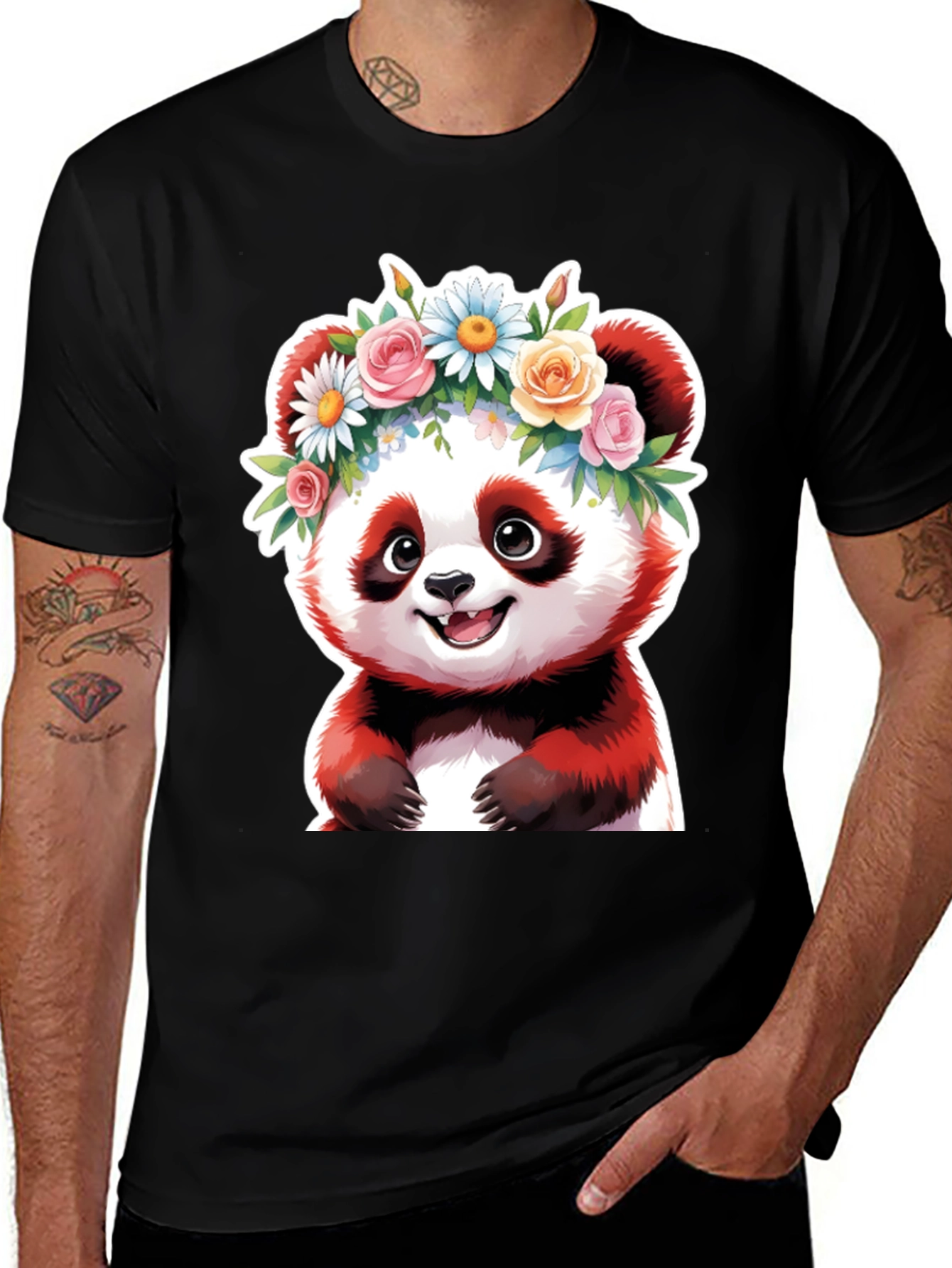 Variant 28 of Panda Flower Crown T-Shirt