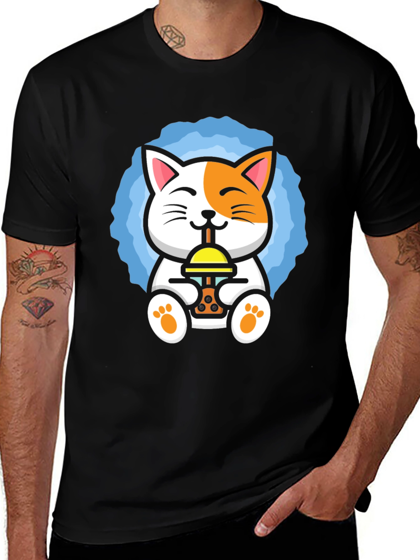 Variant 27 of Cute Lucky Cat Boba Tea Graphic Tee