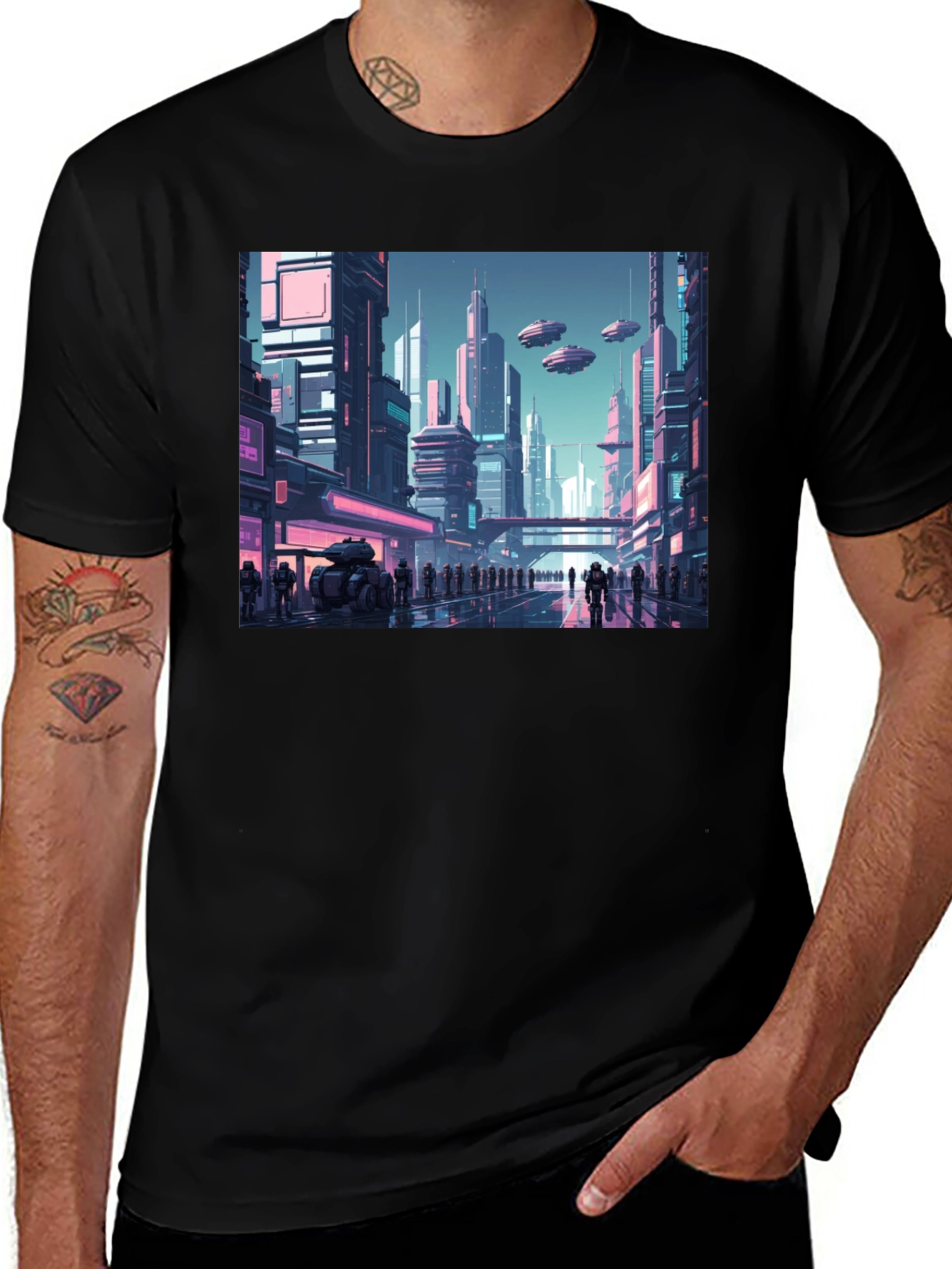 Variant 28 of Sci-Fi Cityscape Graphic Tee