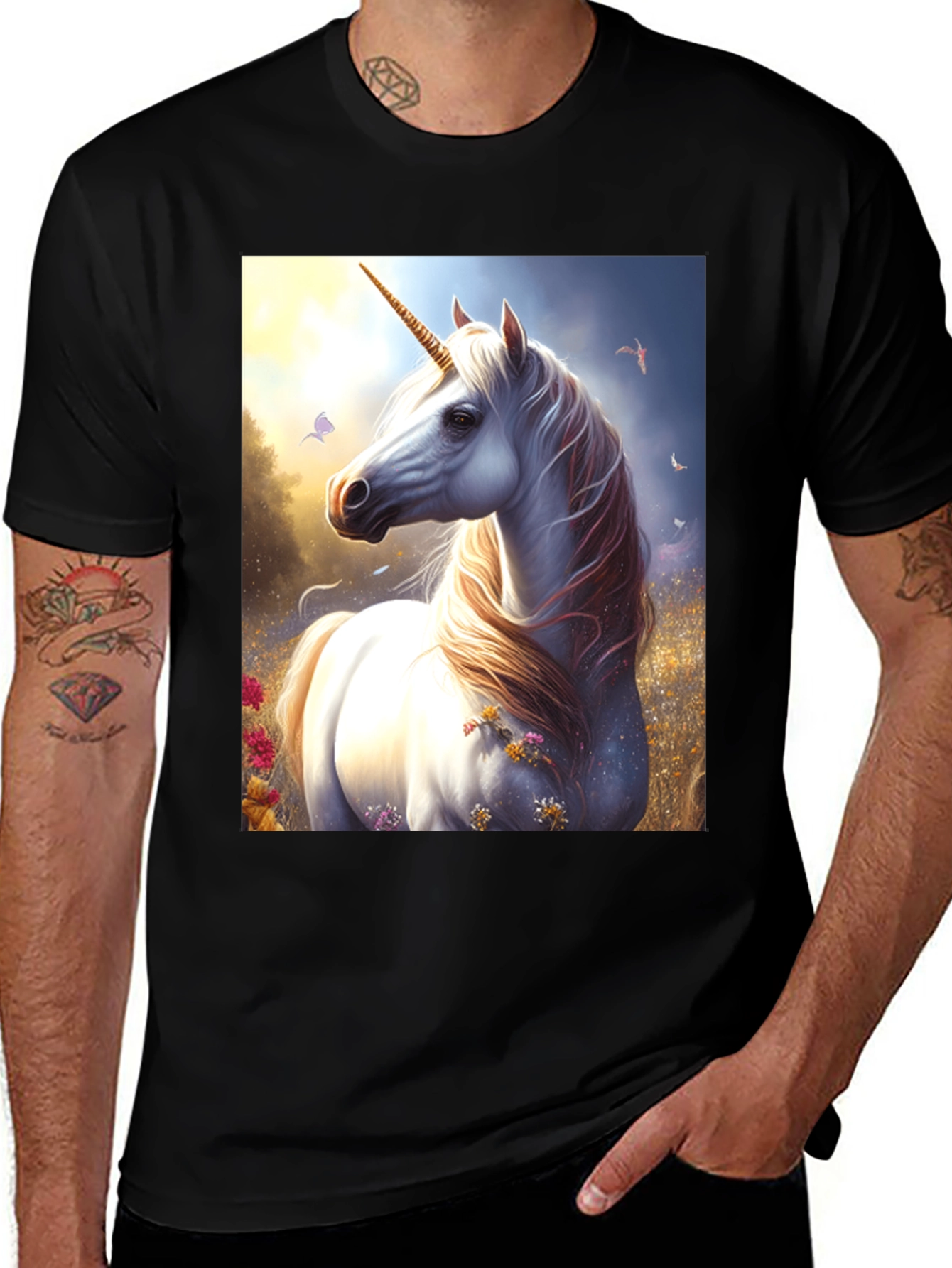 Variant 13 of Unicorn Graphic Tee - Fantasy Black T-Shirt