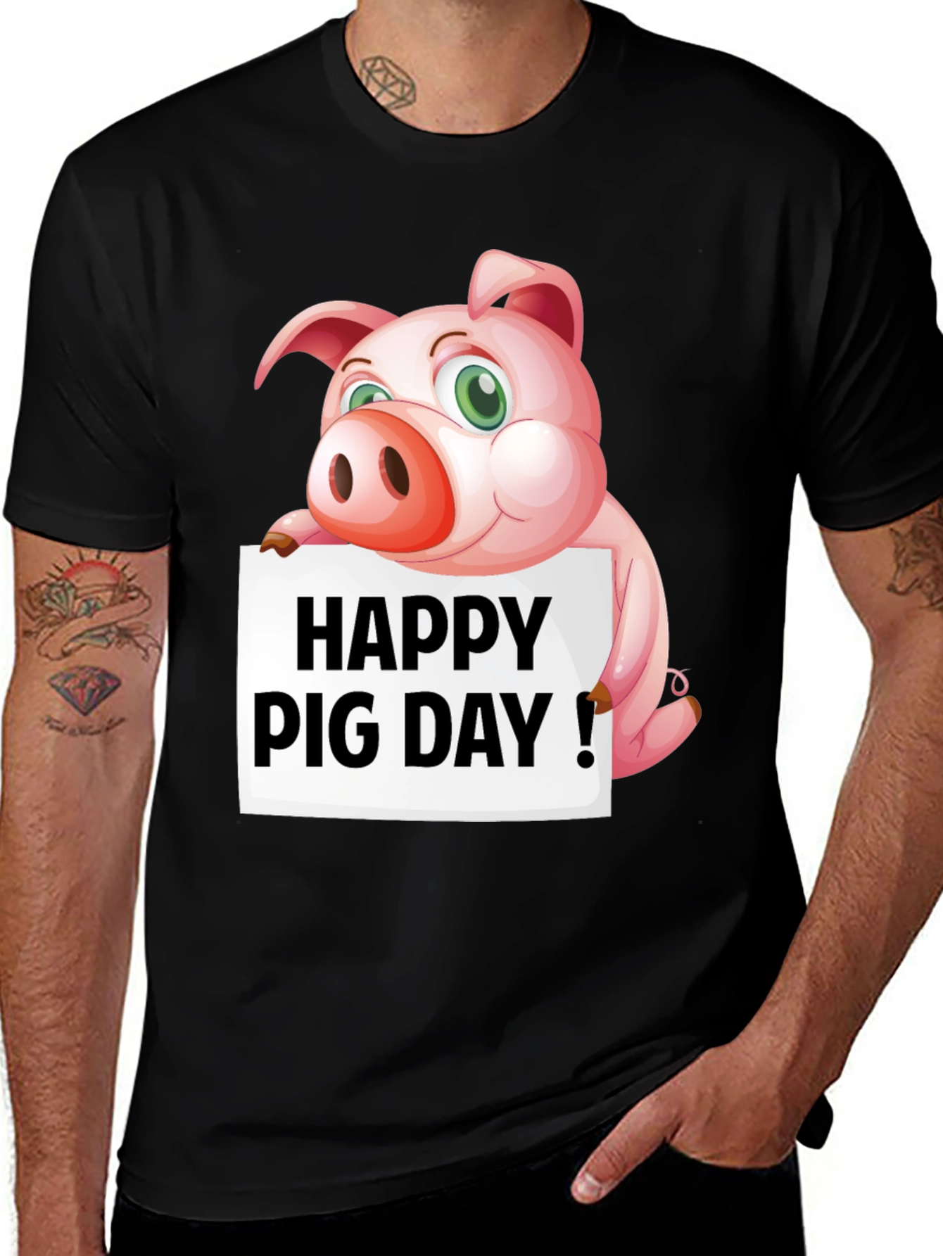 Variant 22 of Happy Pig Day T-Shirt - Men's Black Tee