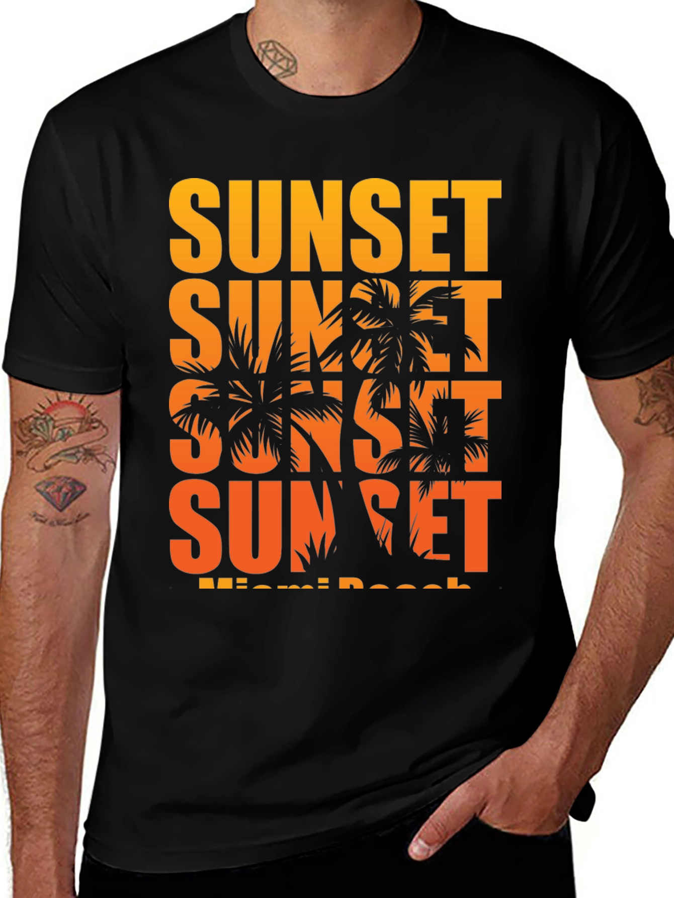 Variant 3 of Miami Sunset Palm Tree Graphic T-Shirt