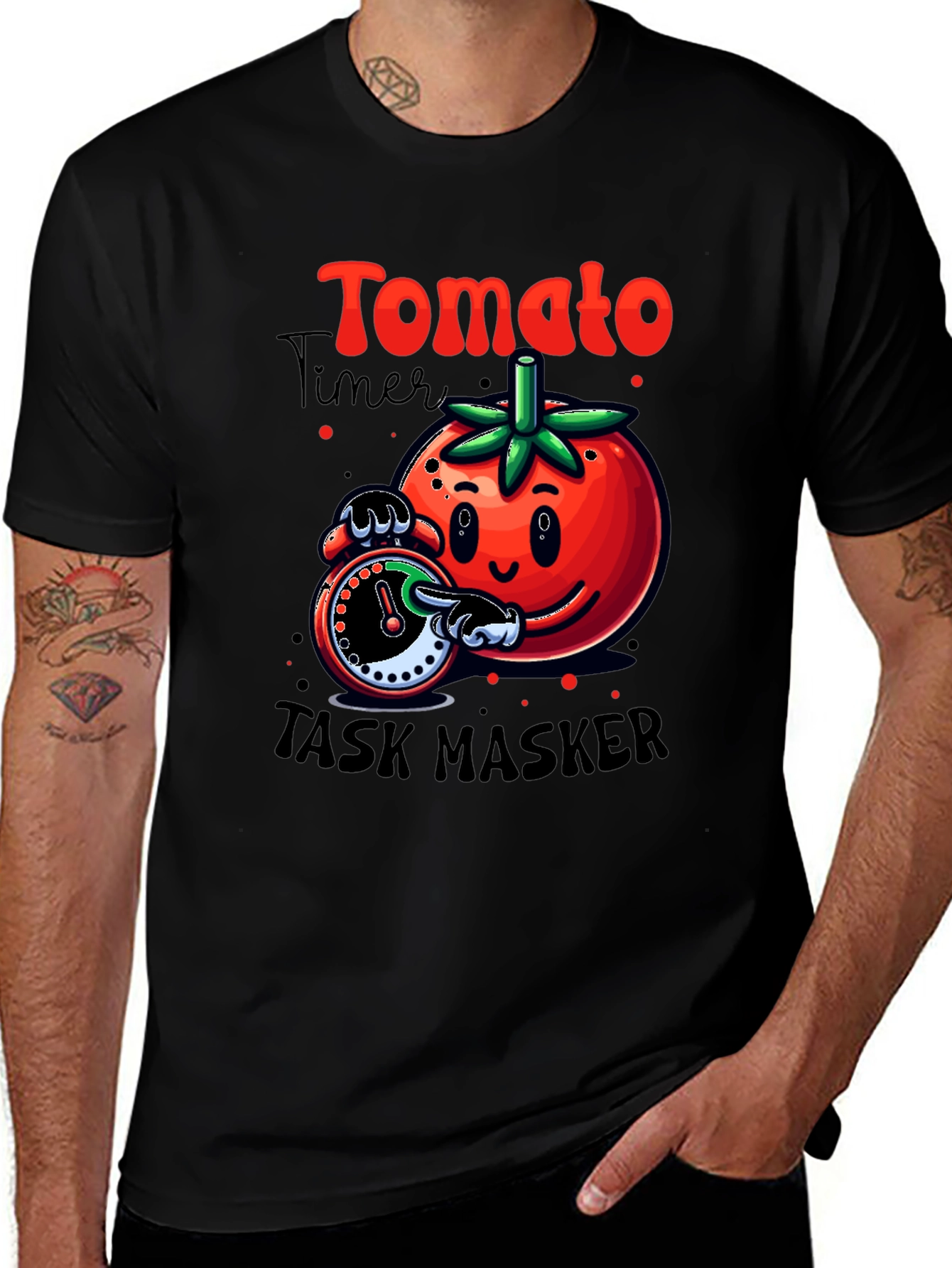 Variant 10 of Tomato Task Master Graphic Tee - Funny Timer Design