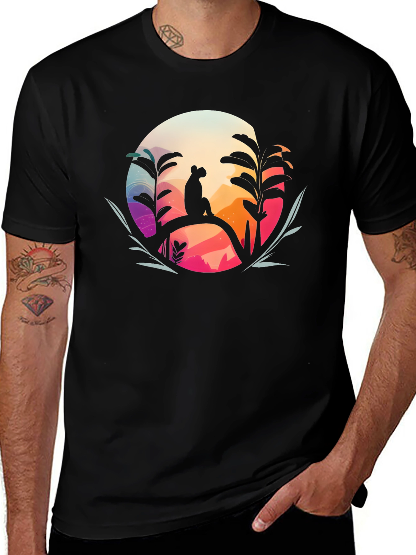 Variant 27 of Nature Silhouette Graphic Black T-Shirt