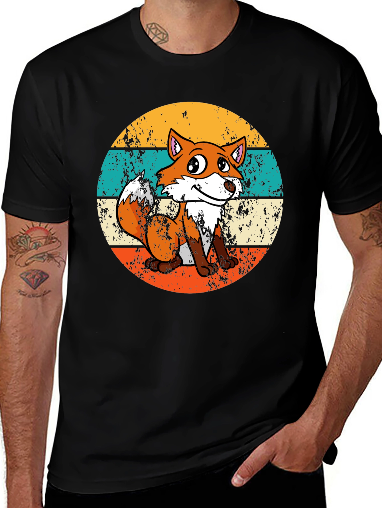 Variant 3 of Retro Fox Graphic Tee - Unisex Black T-Shirt