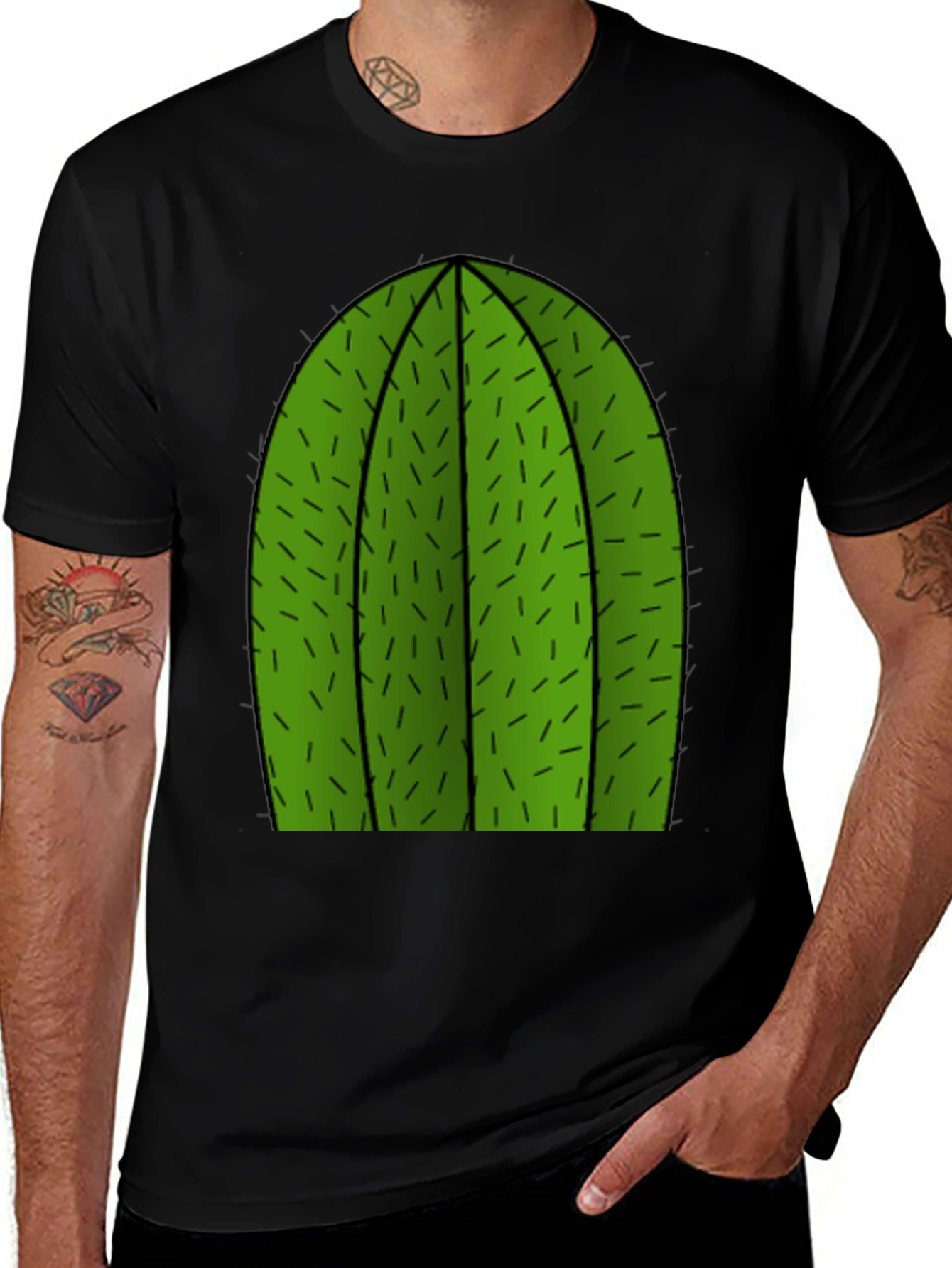 Variant 3 of Cactus Graphic Tee - Black Cotton Blend T-Shirt