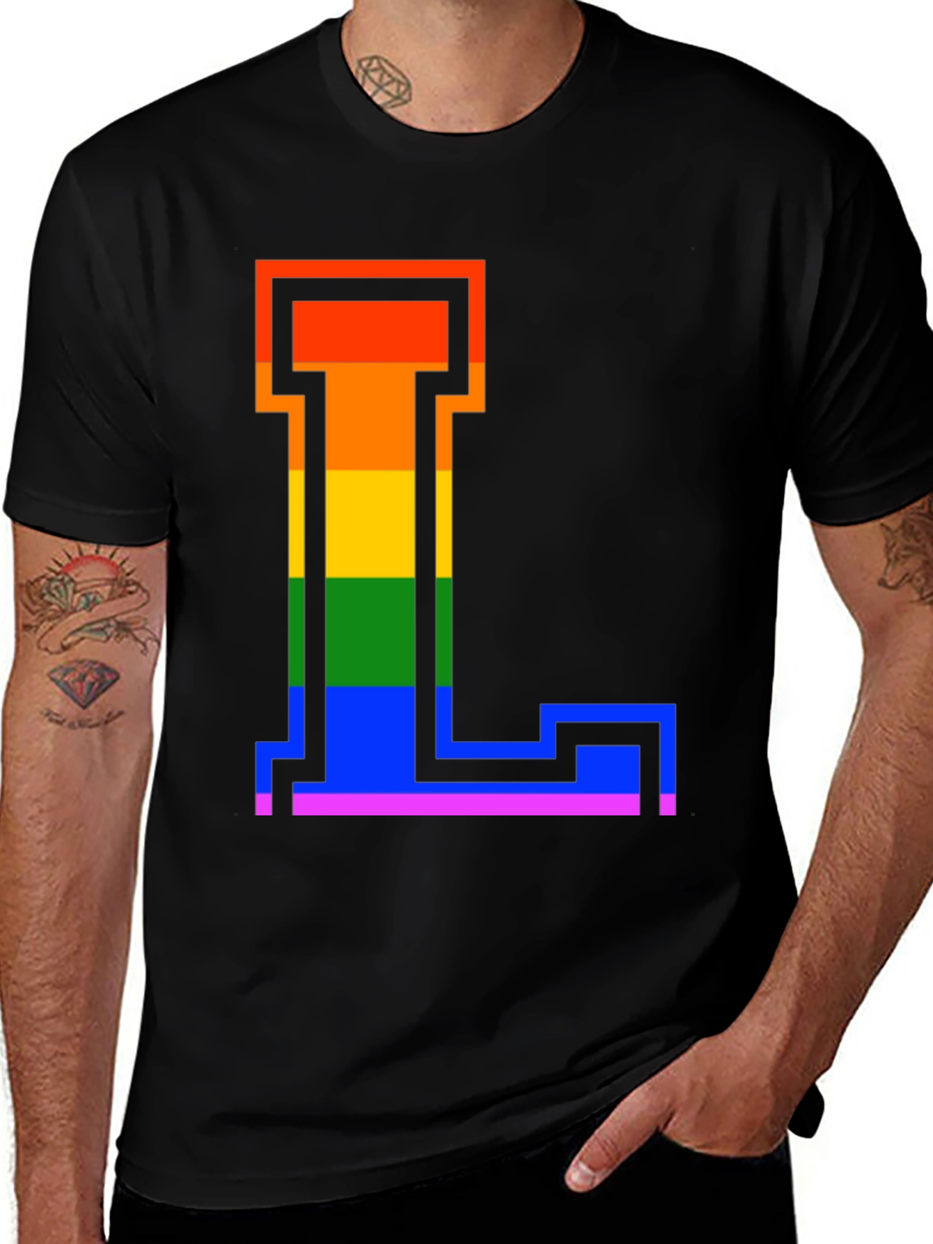 Variant 27 of Rainbow Letter L Graphic Tee - Pride Style
