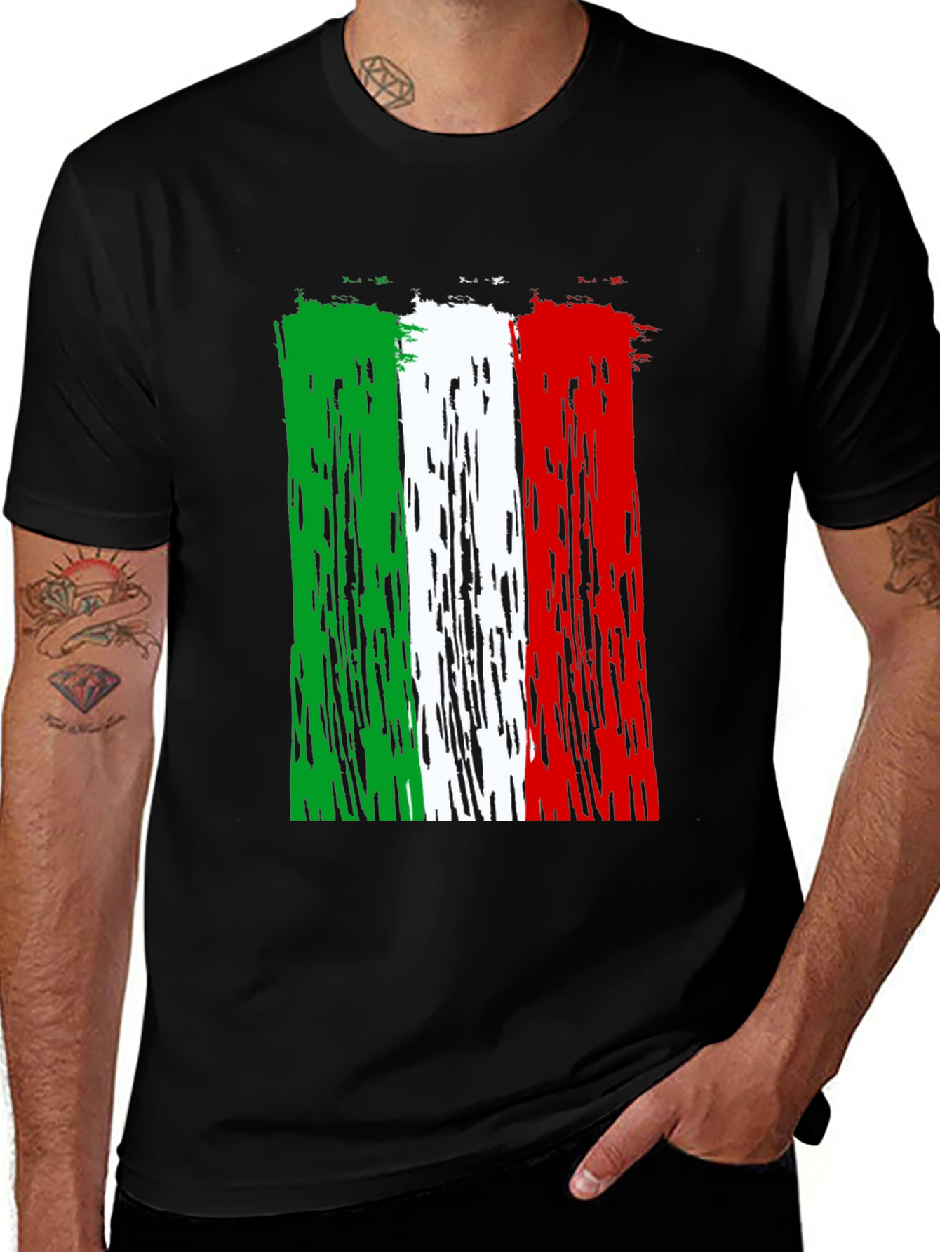 Variant 25 of Italian Flag Distressed Graphic T-Shirt