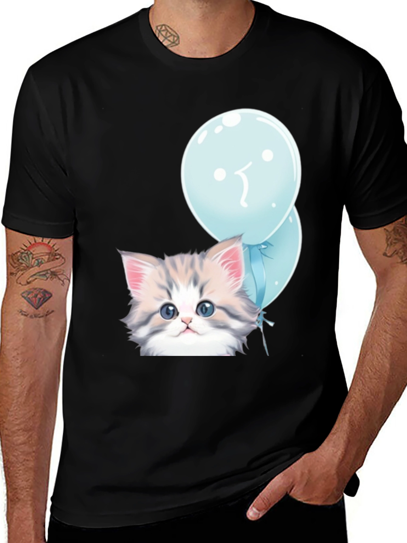Variant 4 of Cute Kitten with Balloons Graphic T-Shirt