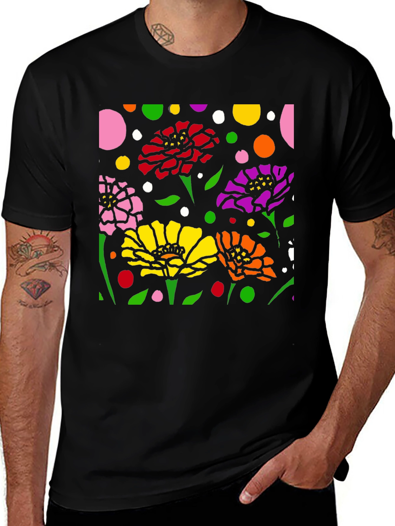 Variant 13 of Floral Dot T-Shirt: Colorful Flower Pattern